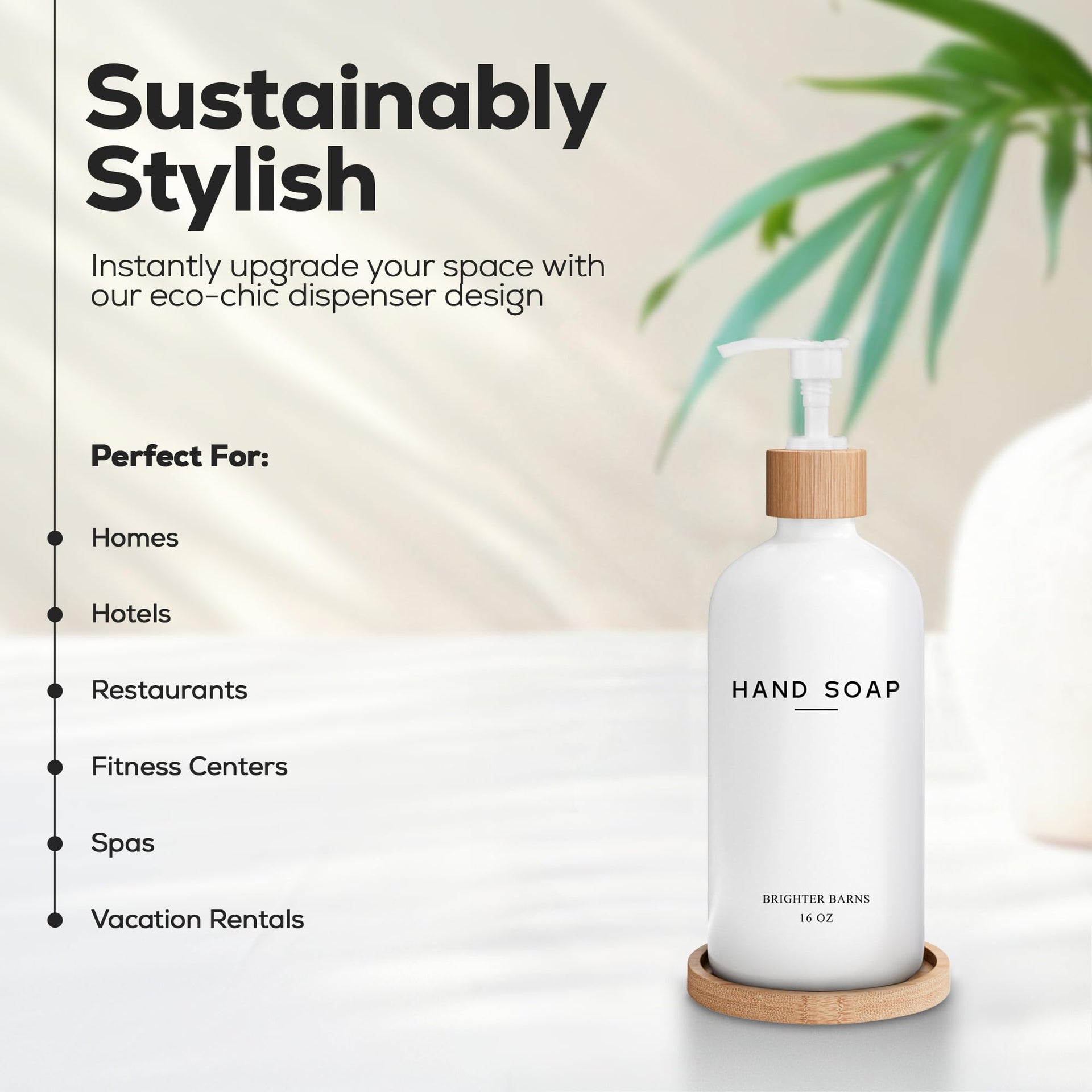 White Glass Hand Soap Dispenser Bathroom Set by Brighter Barns (3 Count)