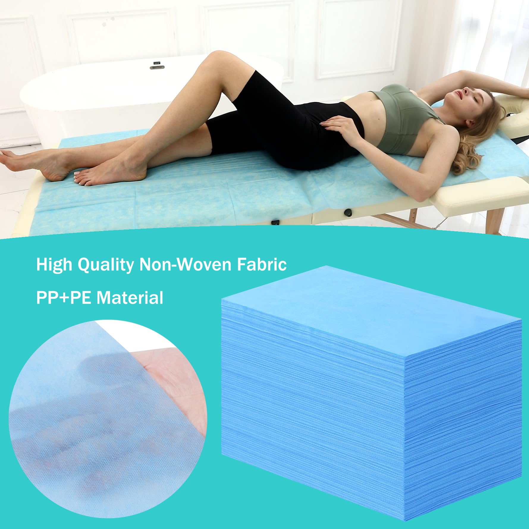 Disposable Bed Sheets for Massage Table 200 Pcs 31" x 71" Waterproof Massage Table Sheets Soft Non Woven Fabric SPA Massage Table Bed Cover Breathable for Beauty Tattoos Waxing Travel (200 Count)