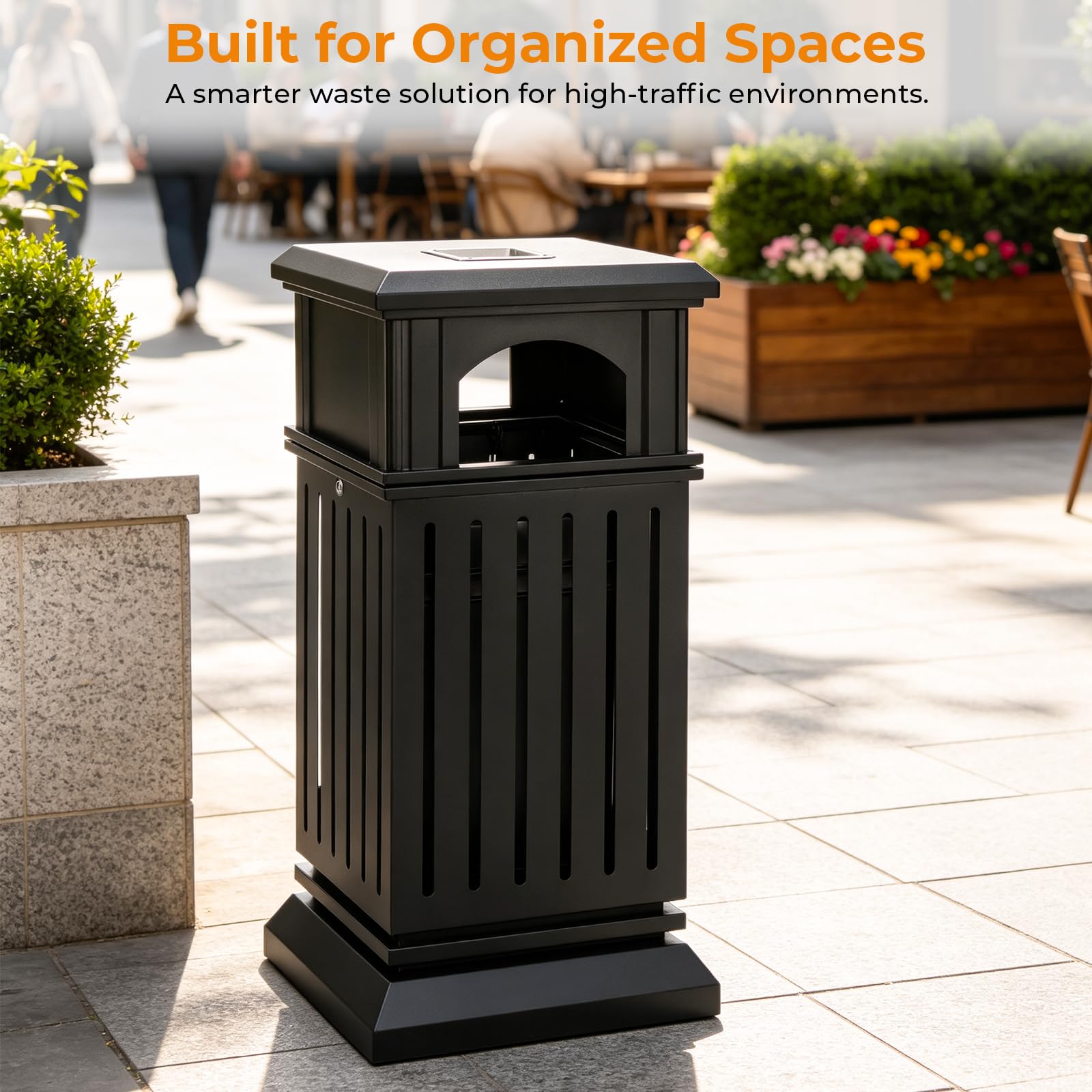 Commercial Outdoor Trash Can with Lid