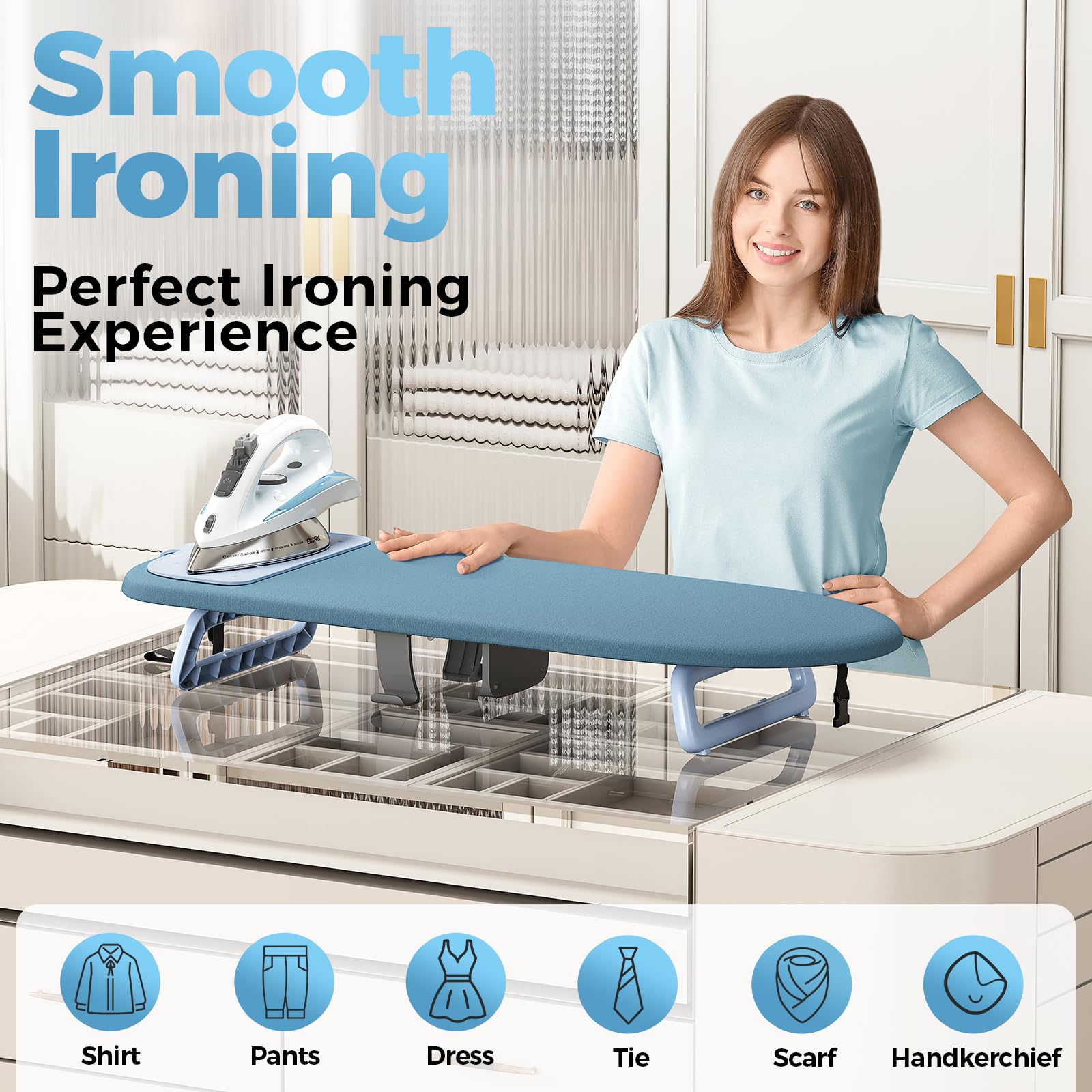 Small Ironing Board with Iron Holder