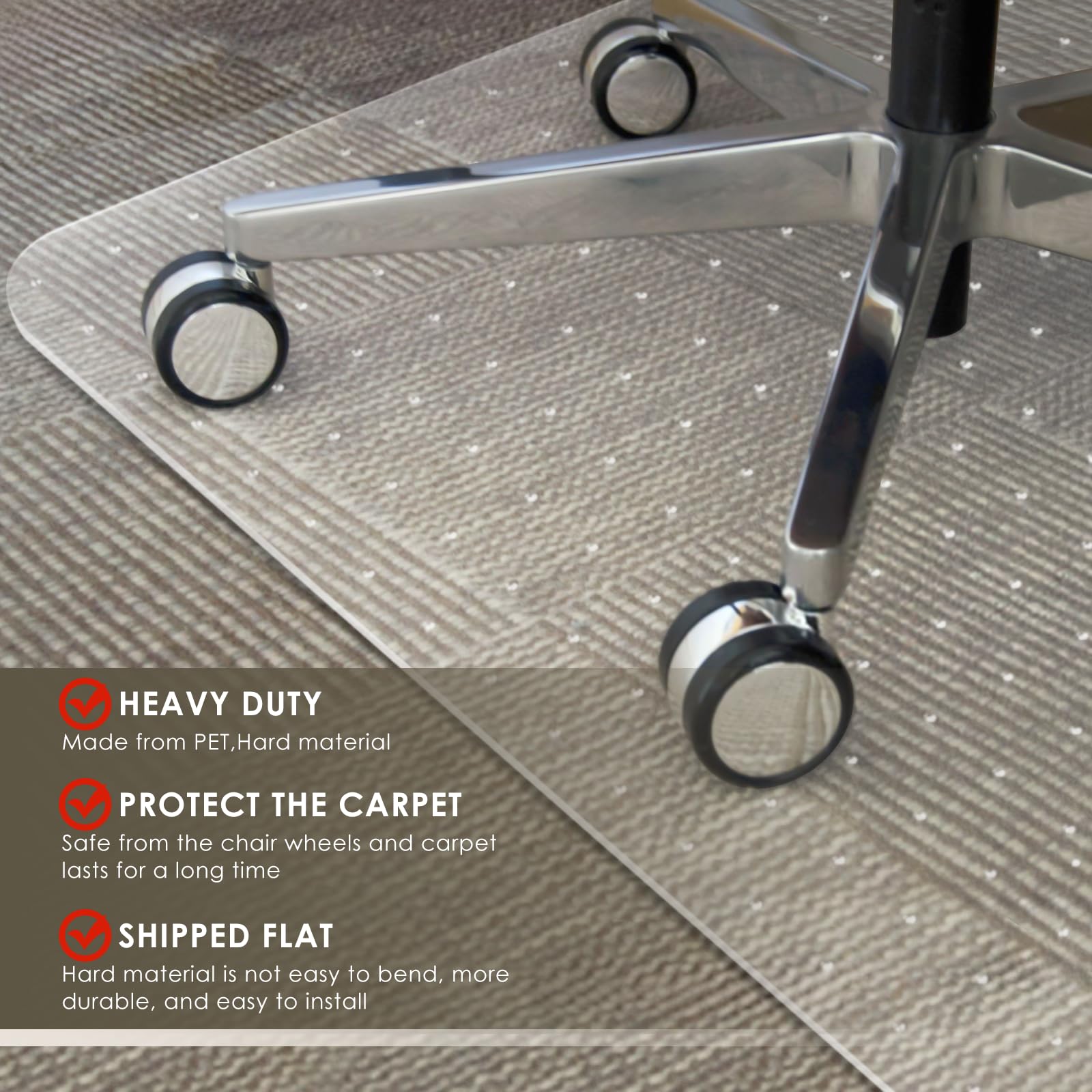 Heavy Duty Office Chair Mat for Carpet 32" x 55" Hard Material