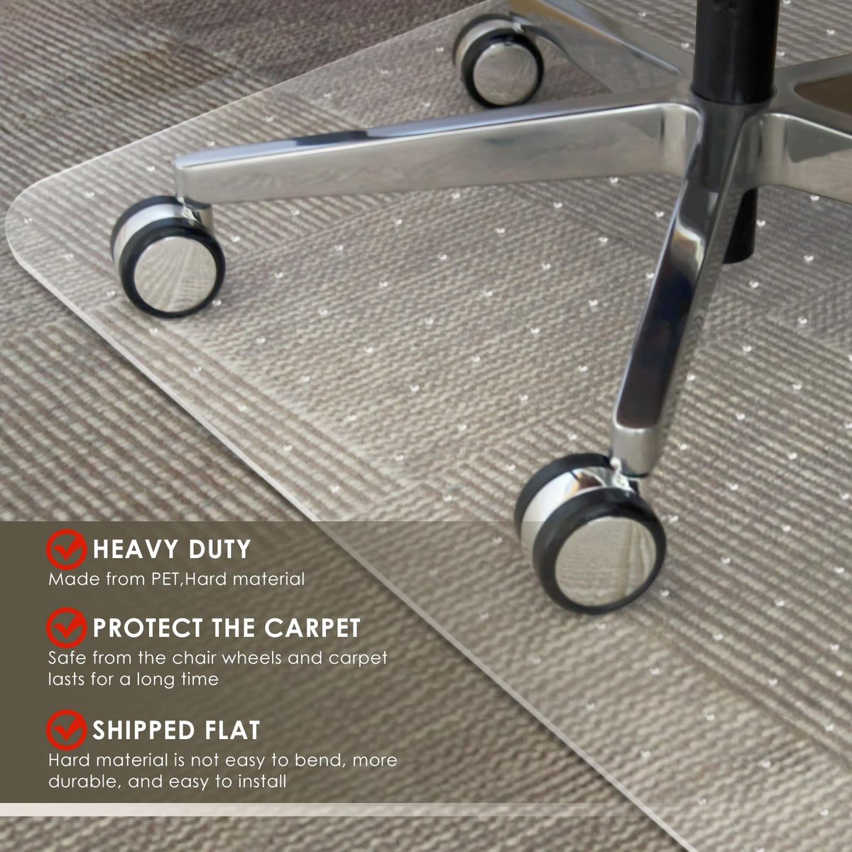 Heavy Duty Office Chair Mat for Carpet 32" x 48" Hard Material