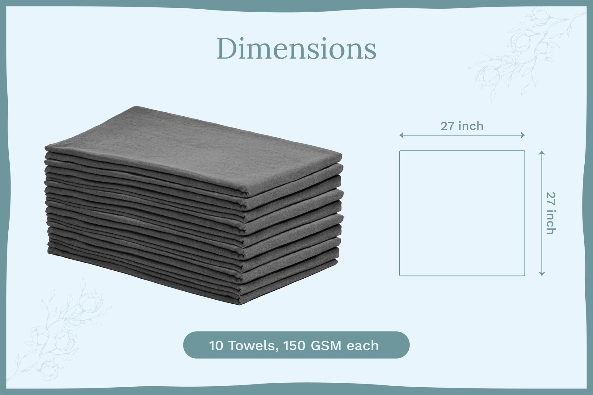Organic Cotton Gray Tea Towels (10 Count)