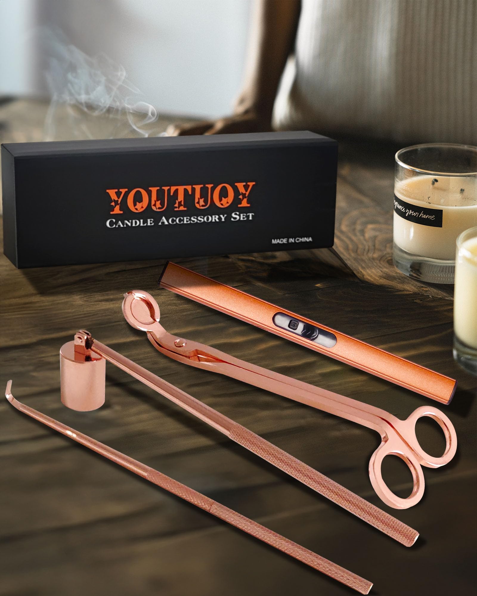 4 in1 Candle Accessory Set with Rechargeable Candle Lighter