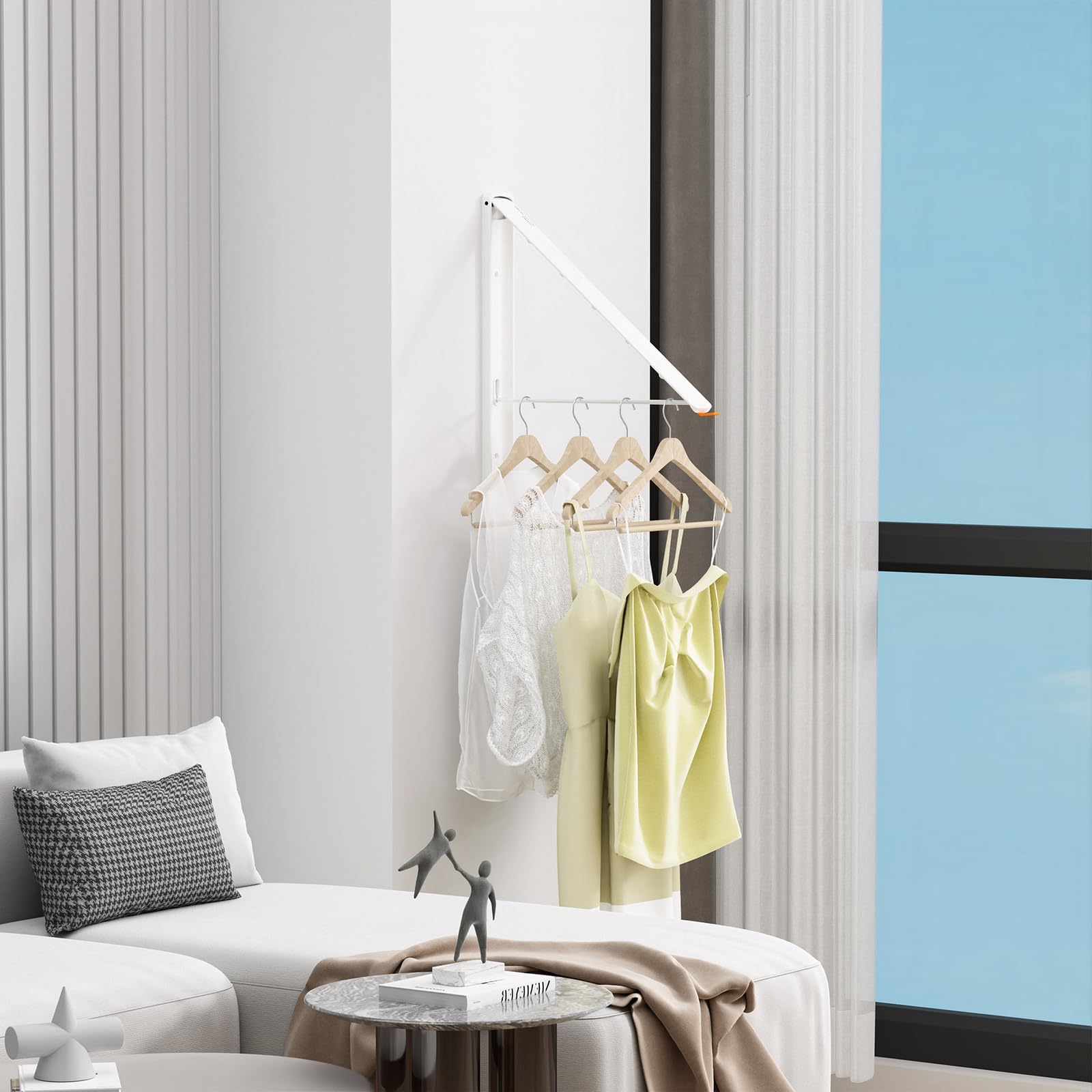 Folding Clothes Hanger Rack Wall mounted for Laundry Clothes Drying Rack