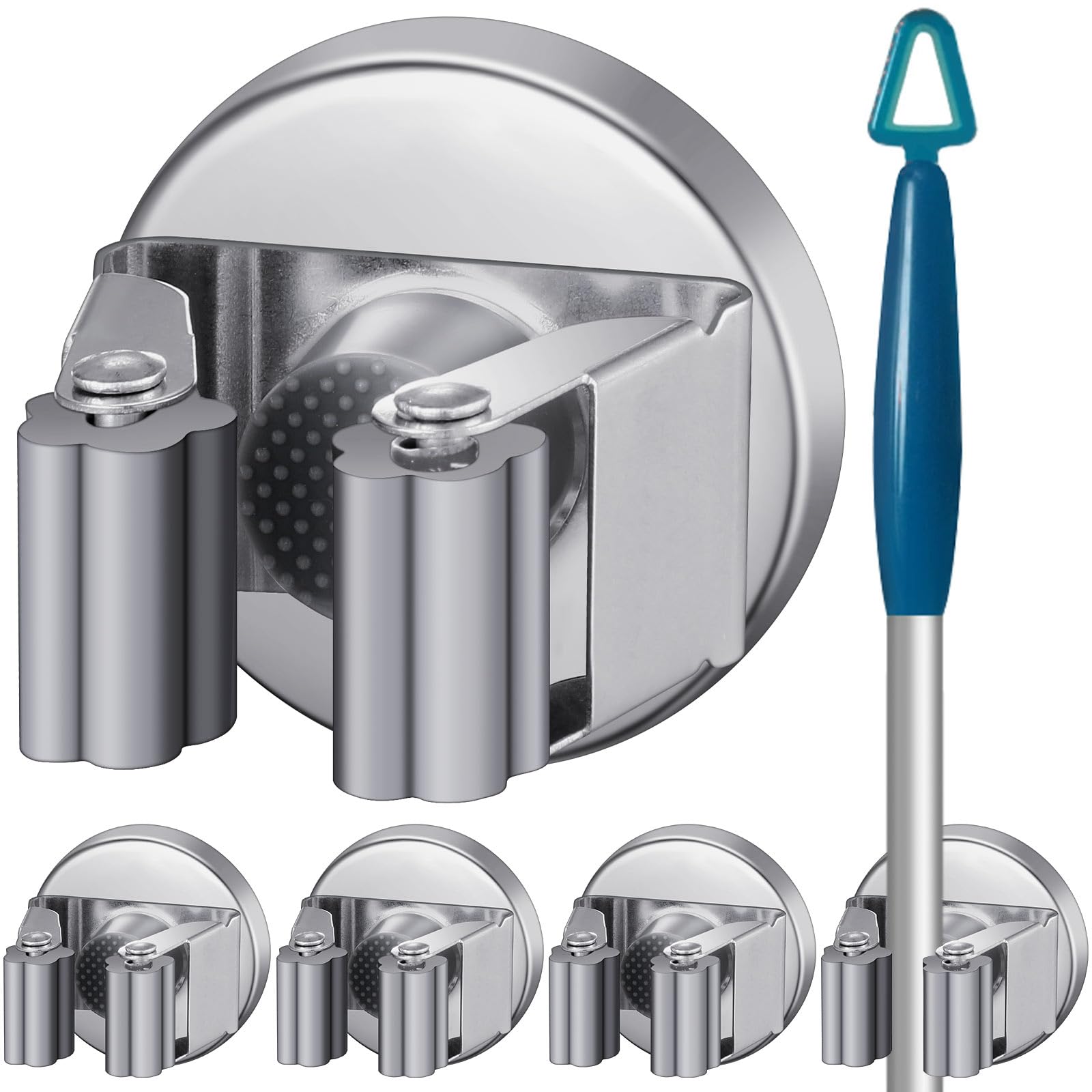 4 Pcs Magnetic Broom Holder Wall Mounted Anti Slip Rack