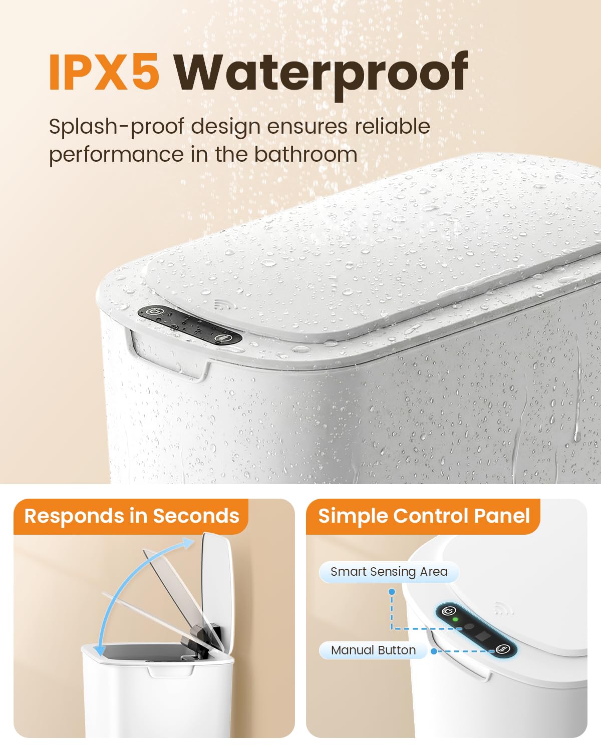 5 Gallon Automatic Bathroom Trash Can with Lid
