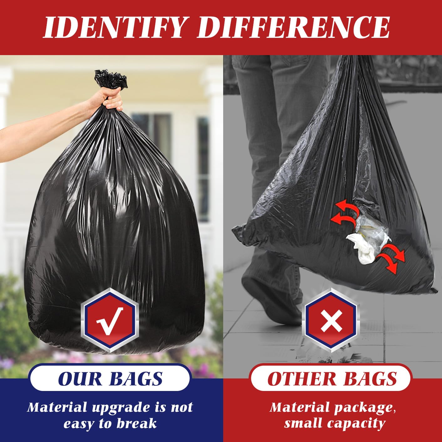 55 60 Gallon Black Trash Bags (180 Count)