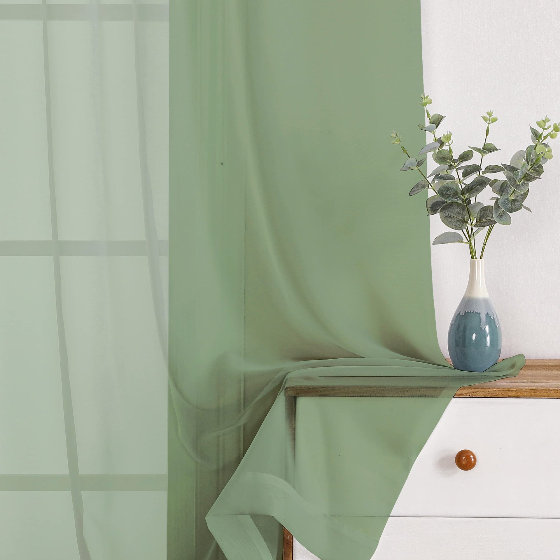 Sage Green Sheer Curtains 108 Inches Long