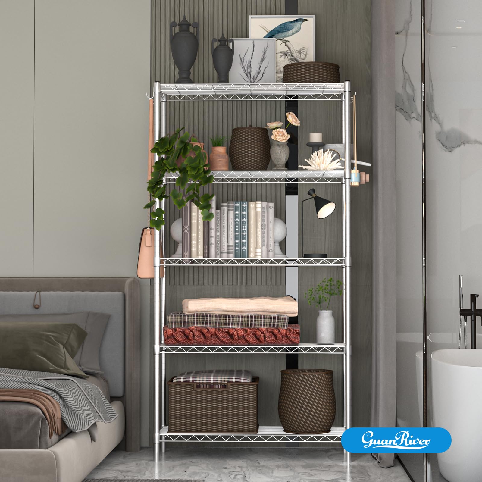 5 Shelf Adjustable Metal Wire Shelving