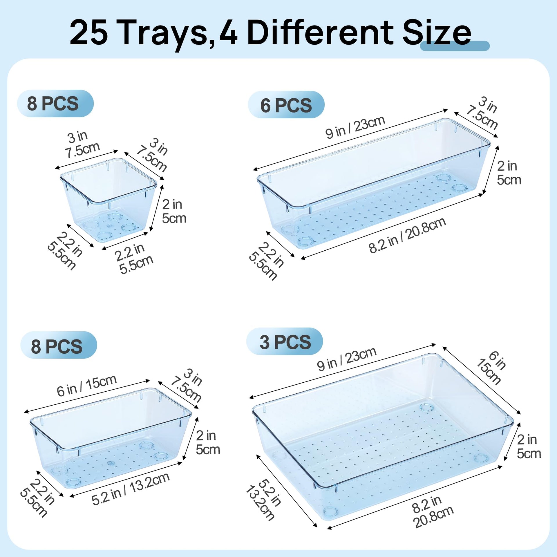 25 Pack Plastic Drawer Organizers with Non (25 Count)