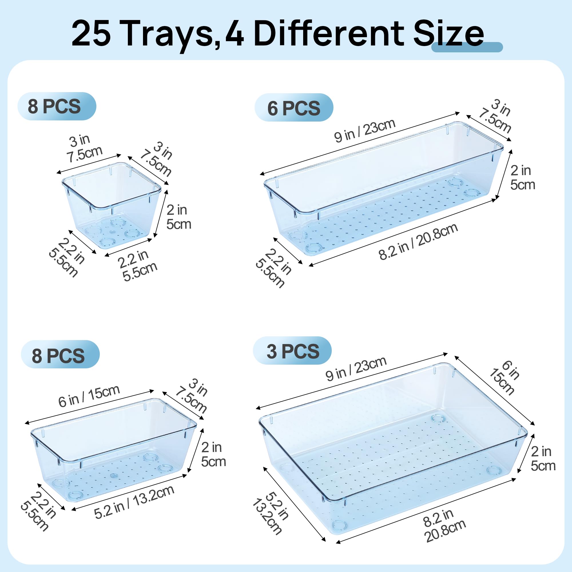 25 Pack Plastic Drawer Organizers with Non (25 Count)