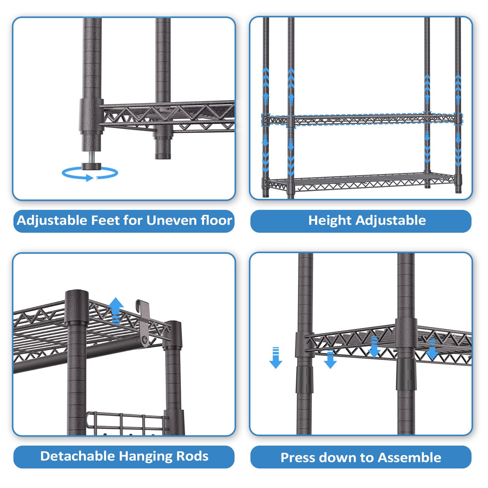 Heavy Duty Garment Rack Wire Clothes Rack for Hanging Clothes
