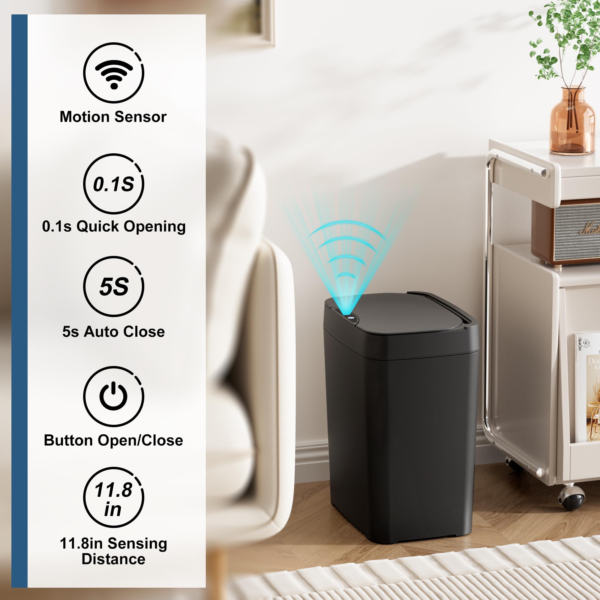2 Pack 2.7 Gal Bathroom Trash Can with Lid (2 Count)