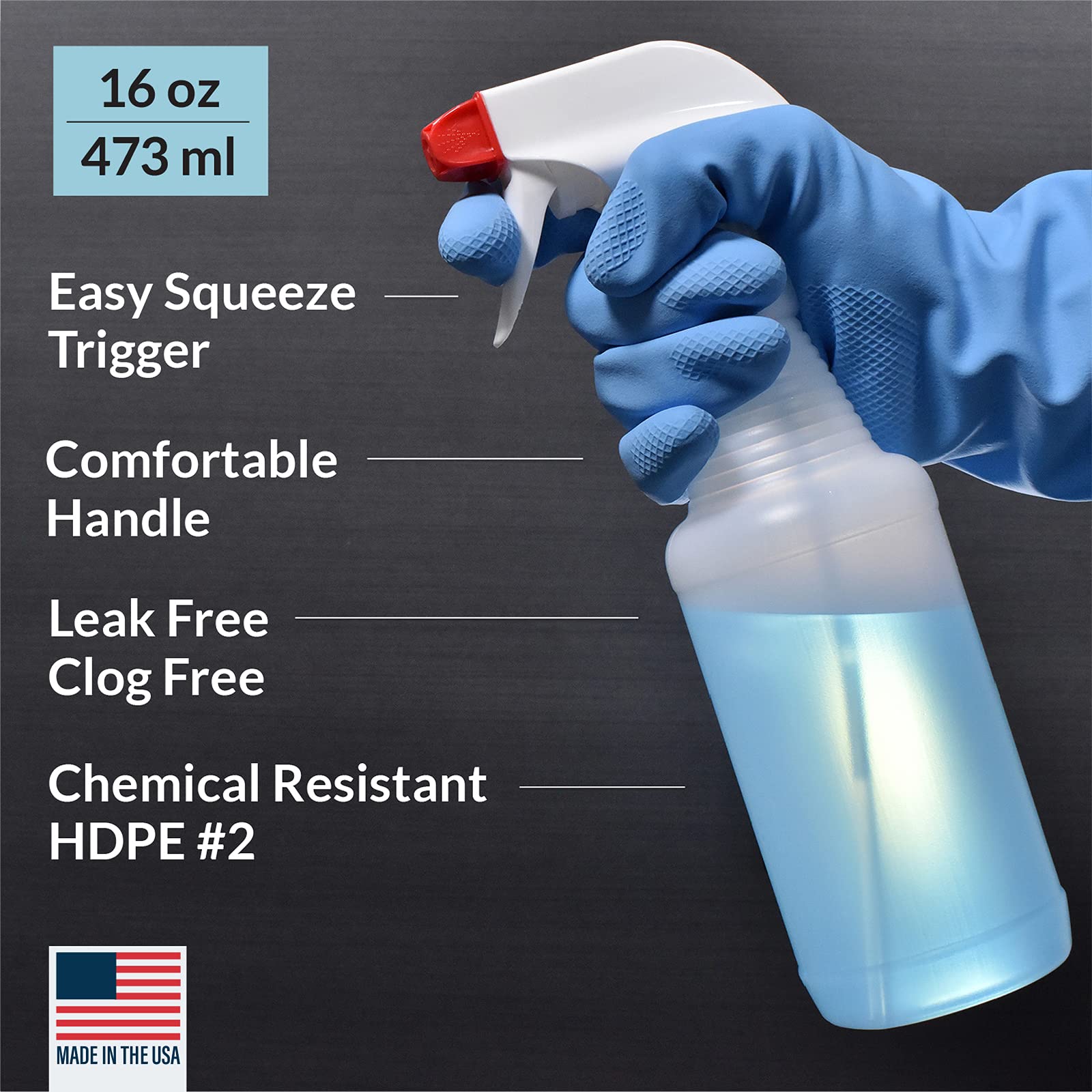 Plastic Spray Bottles Leak Proof Technology Empty 16 oz Value Pack of 64 Made In USA (64 Count)