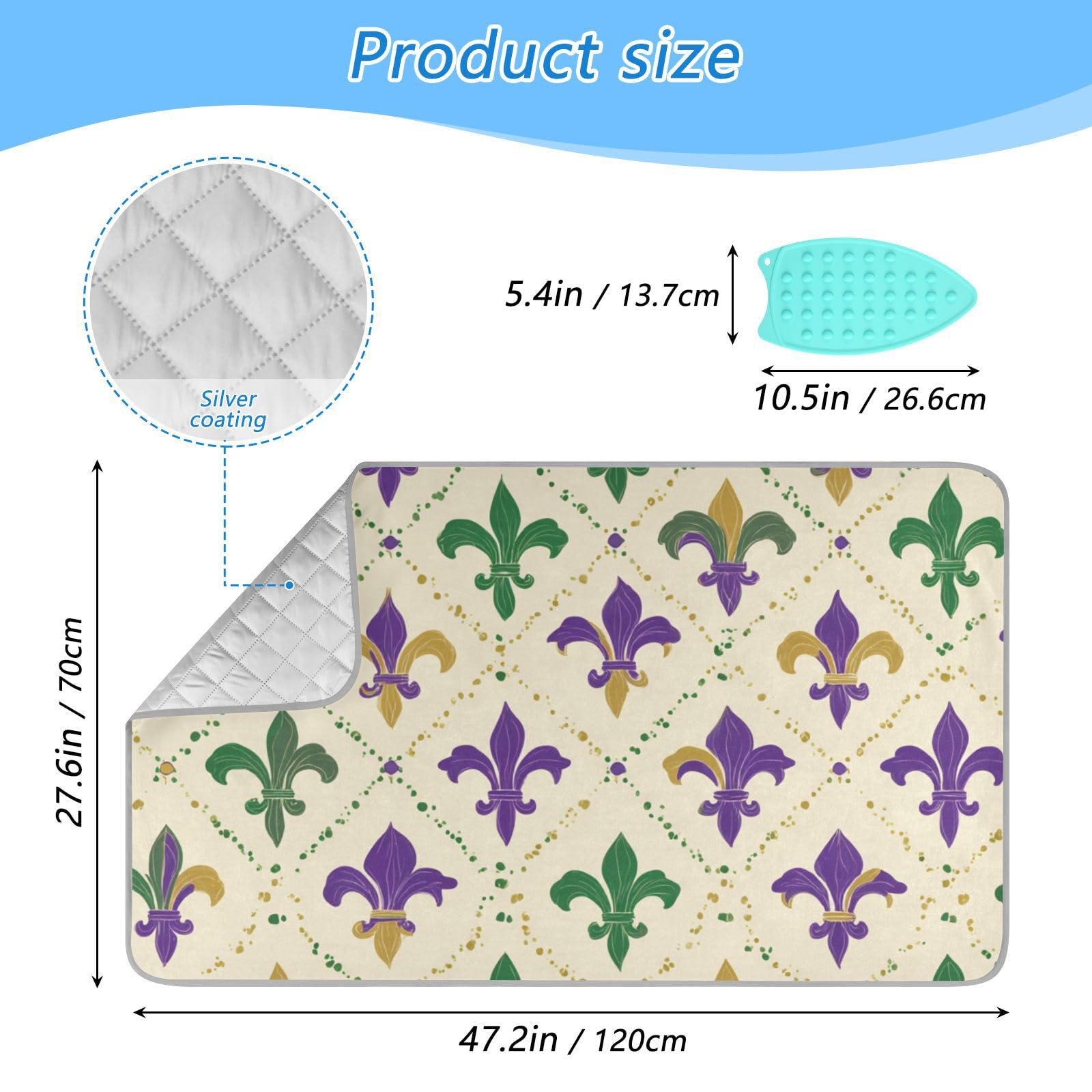 Ironing Mat Portable Ironing Pad Blanket with Silicone Iron Rest for Table Top Travel Heat Resistant Double