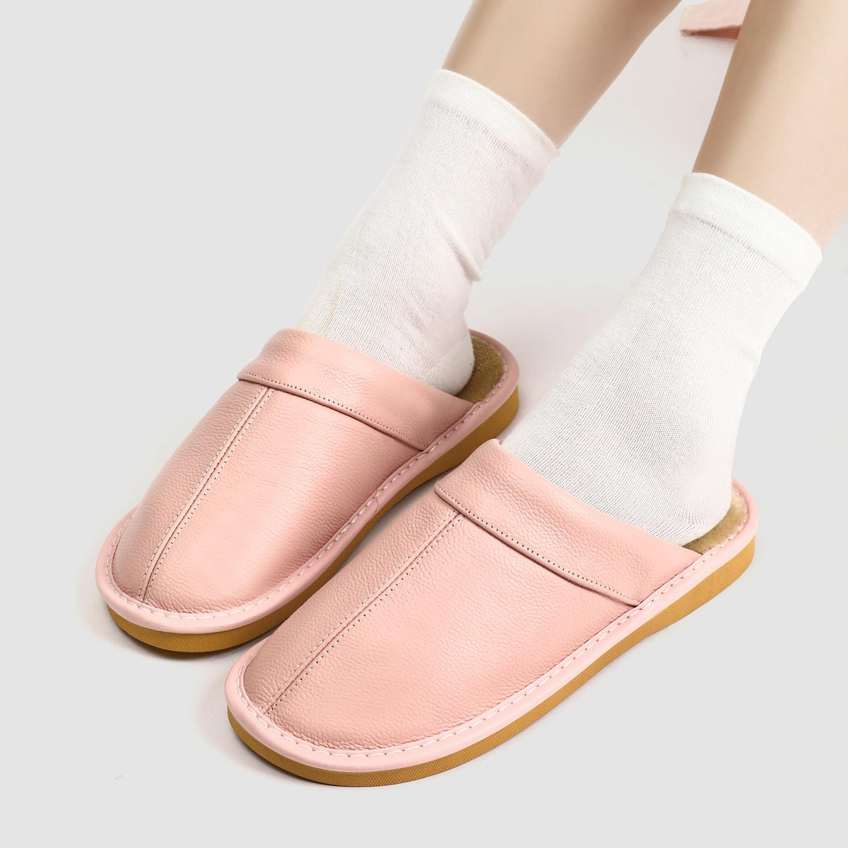 Genuine Leather Slippers for Women Men