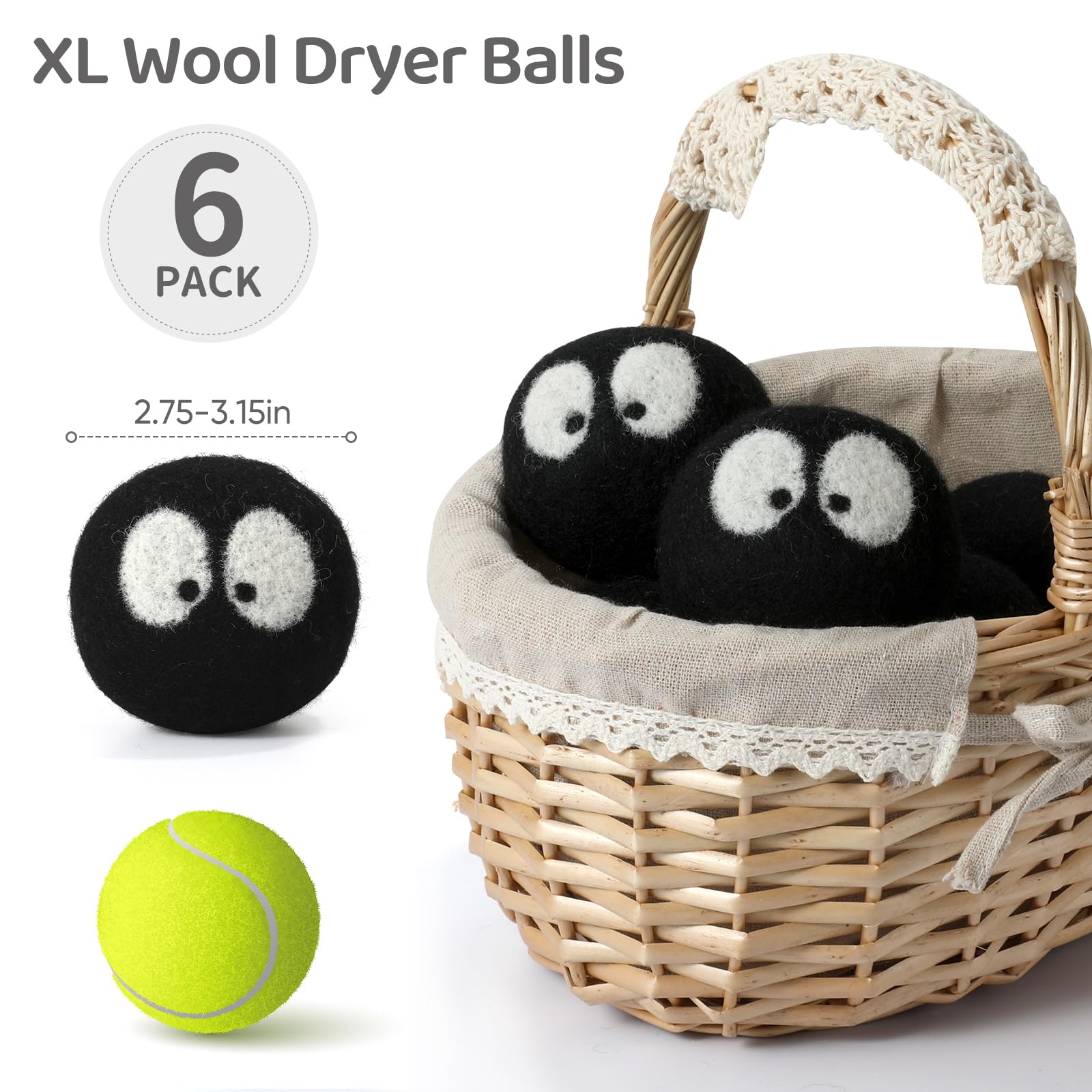 Wool Dryer Balls 6 Pack (6 Count)
