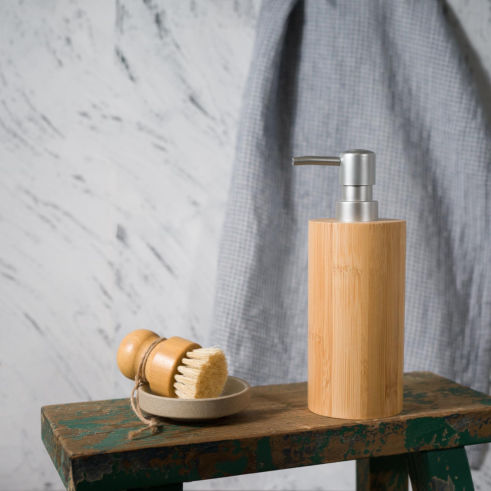 Natural Bamboo Cylindrical Soap Dispenser