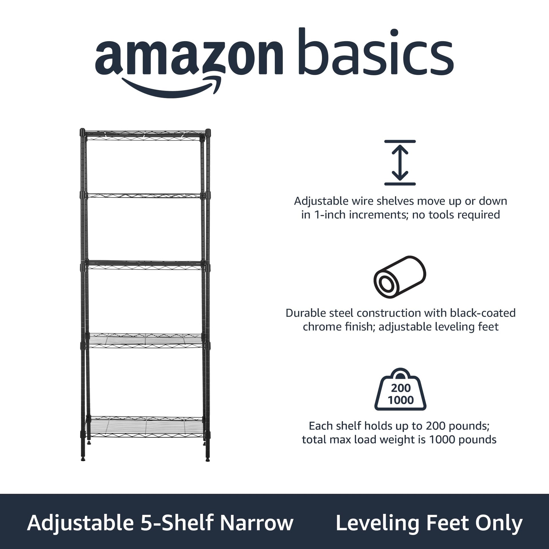 5 Shelf Multipurpose Adjustable Steel Garage Shelving Unit