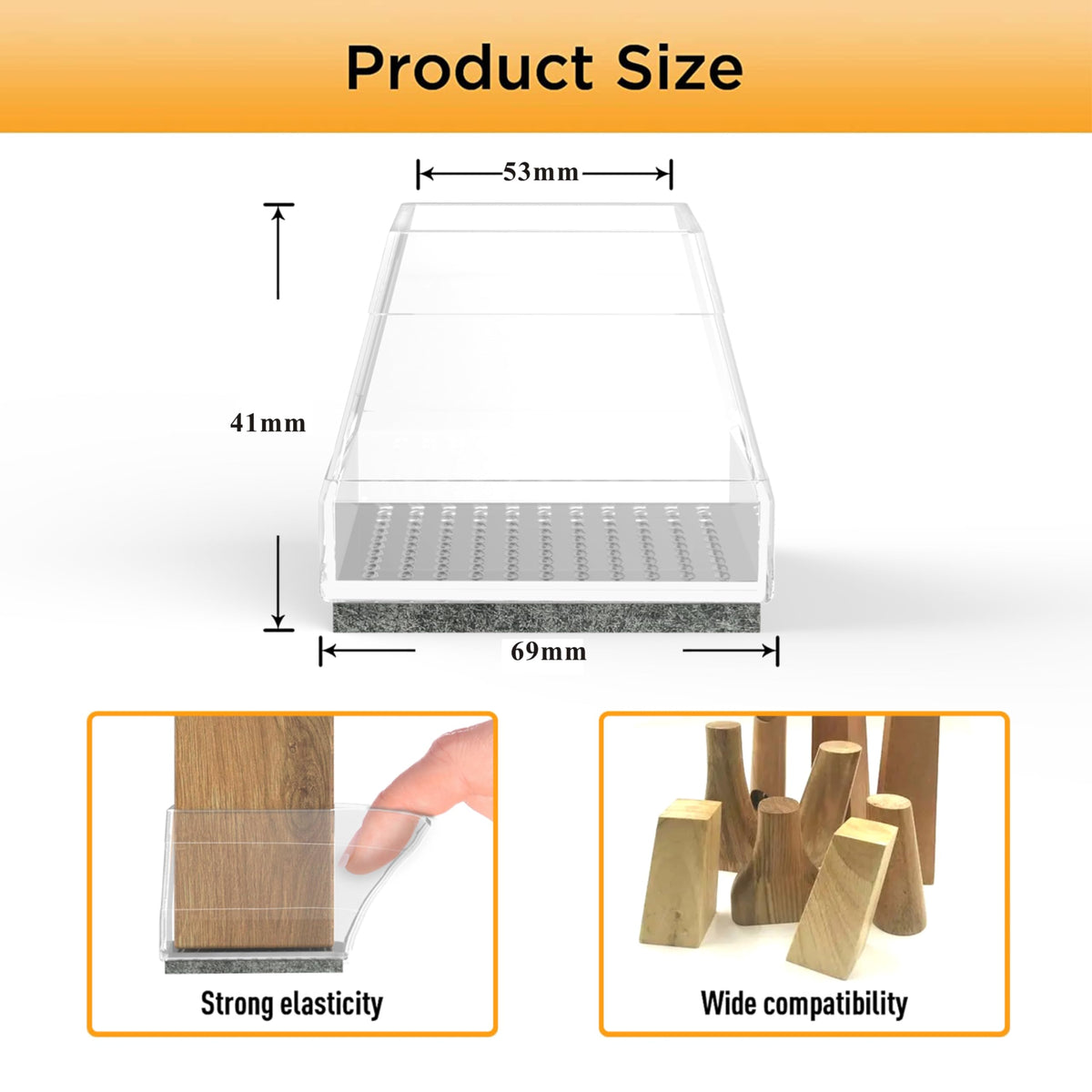 Square Chair Leg Protectors for Hardwood Floors (8 Count)