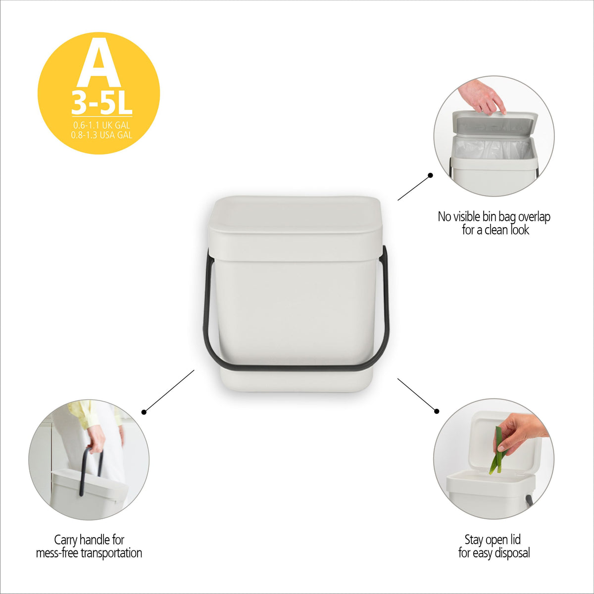 Sort & Go Kitchen Countertop Food Scraps Compost Bin