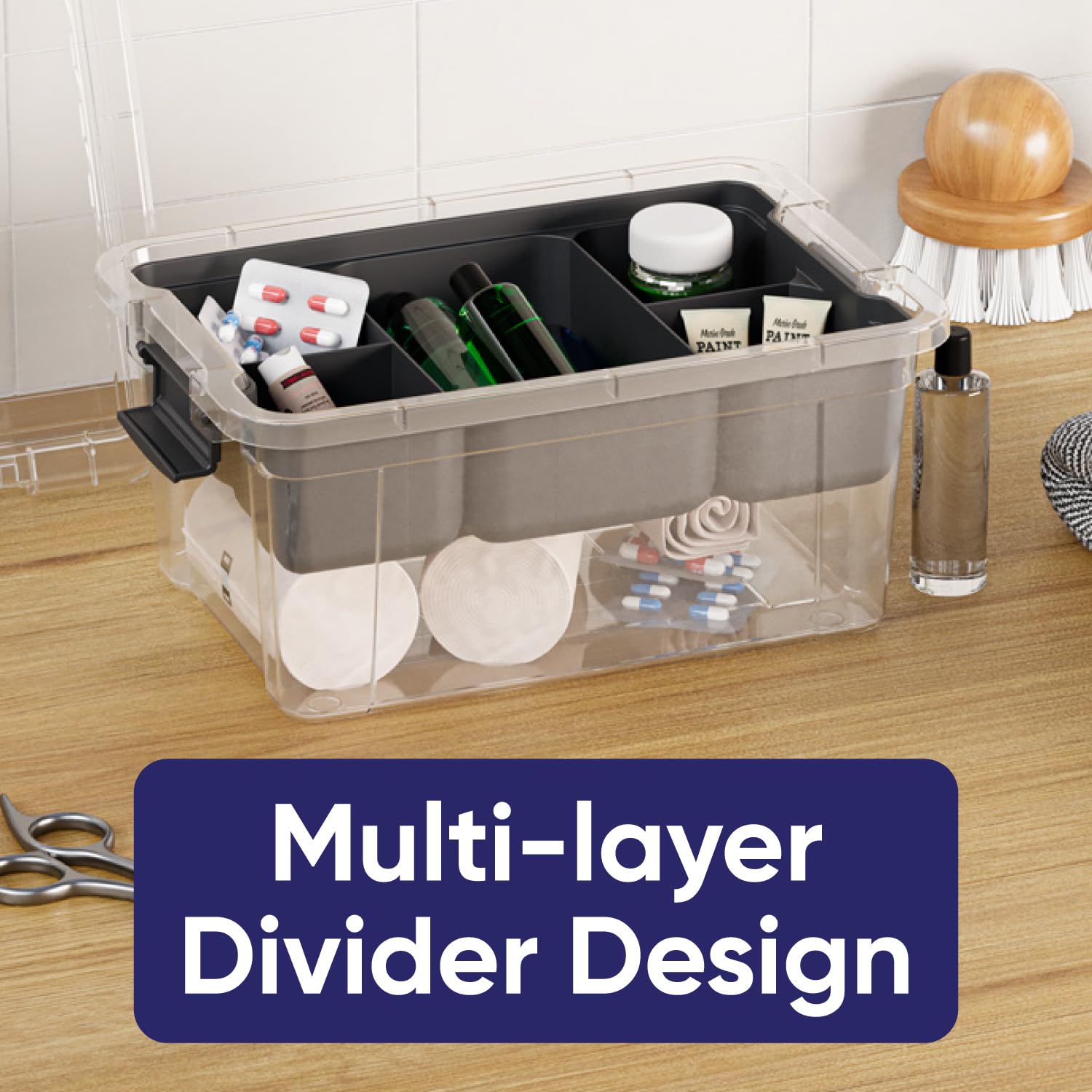 Small Storage Container Organizing Tray for Superio Bin or Drawer Plastic Organize Sewing (3 Count)