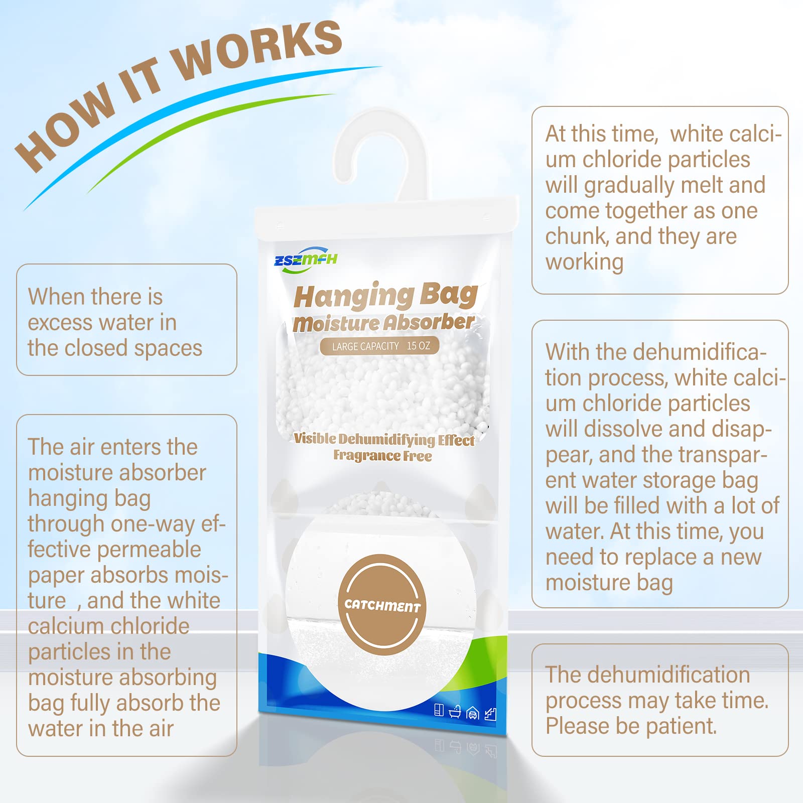 8 Pack Moisture Absorber Hanging Bags (8 Count)
