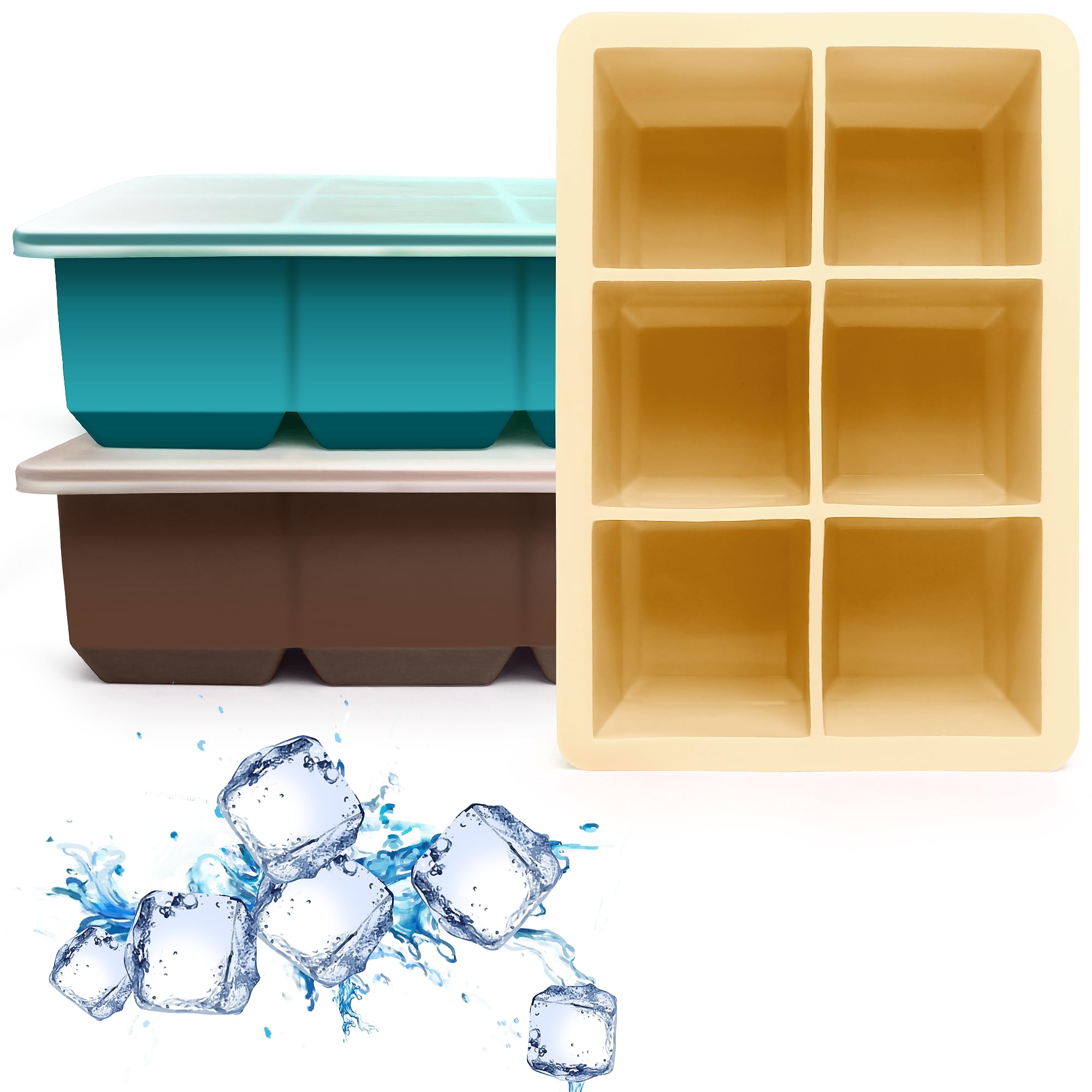 Silicone Ice Cube Trays 3 Pack (3 Count)