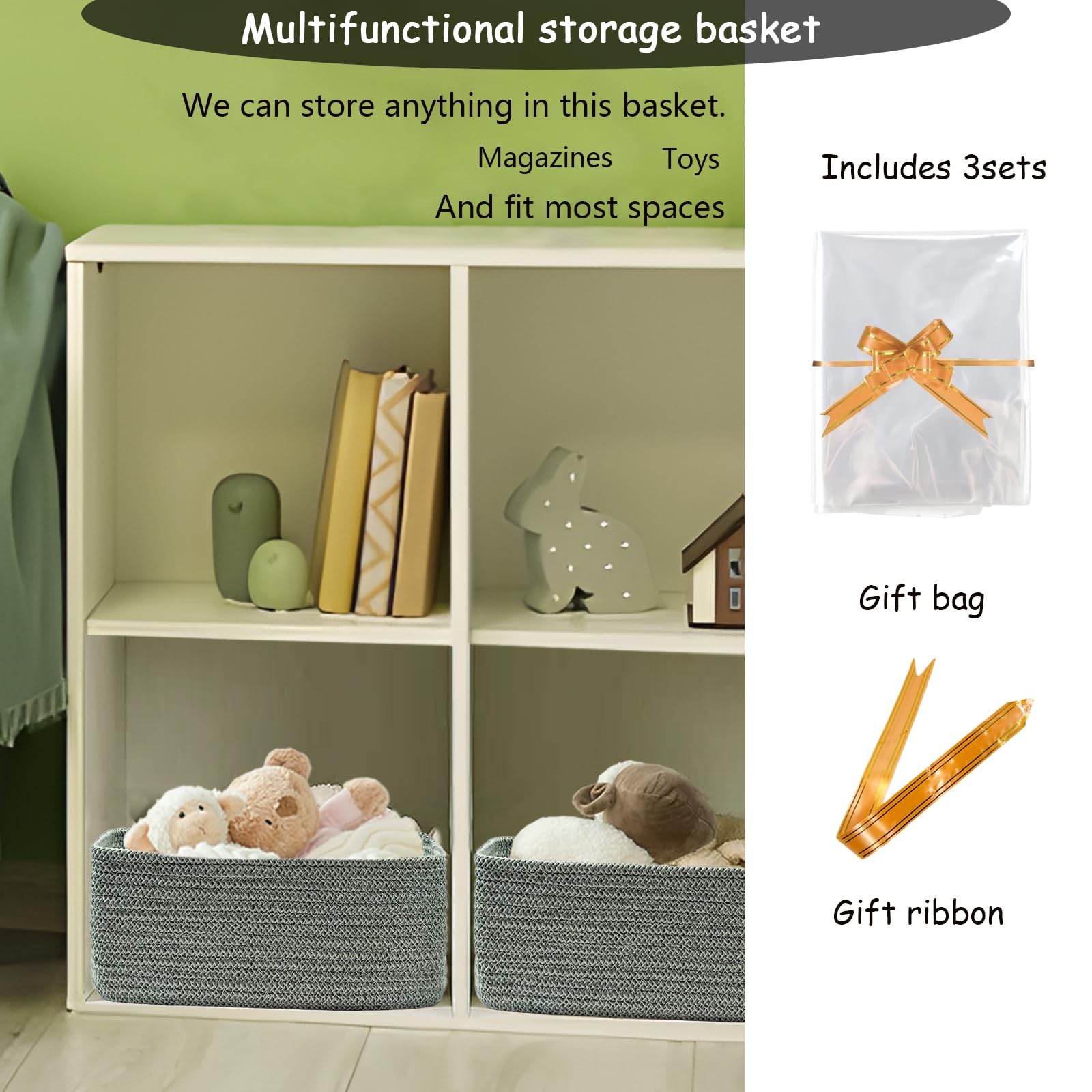 COMFY HOMI 11.5"x7.5"x4.7" Storage Baskets for Organizing (3 Count)