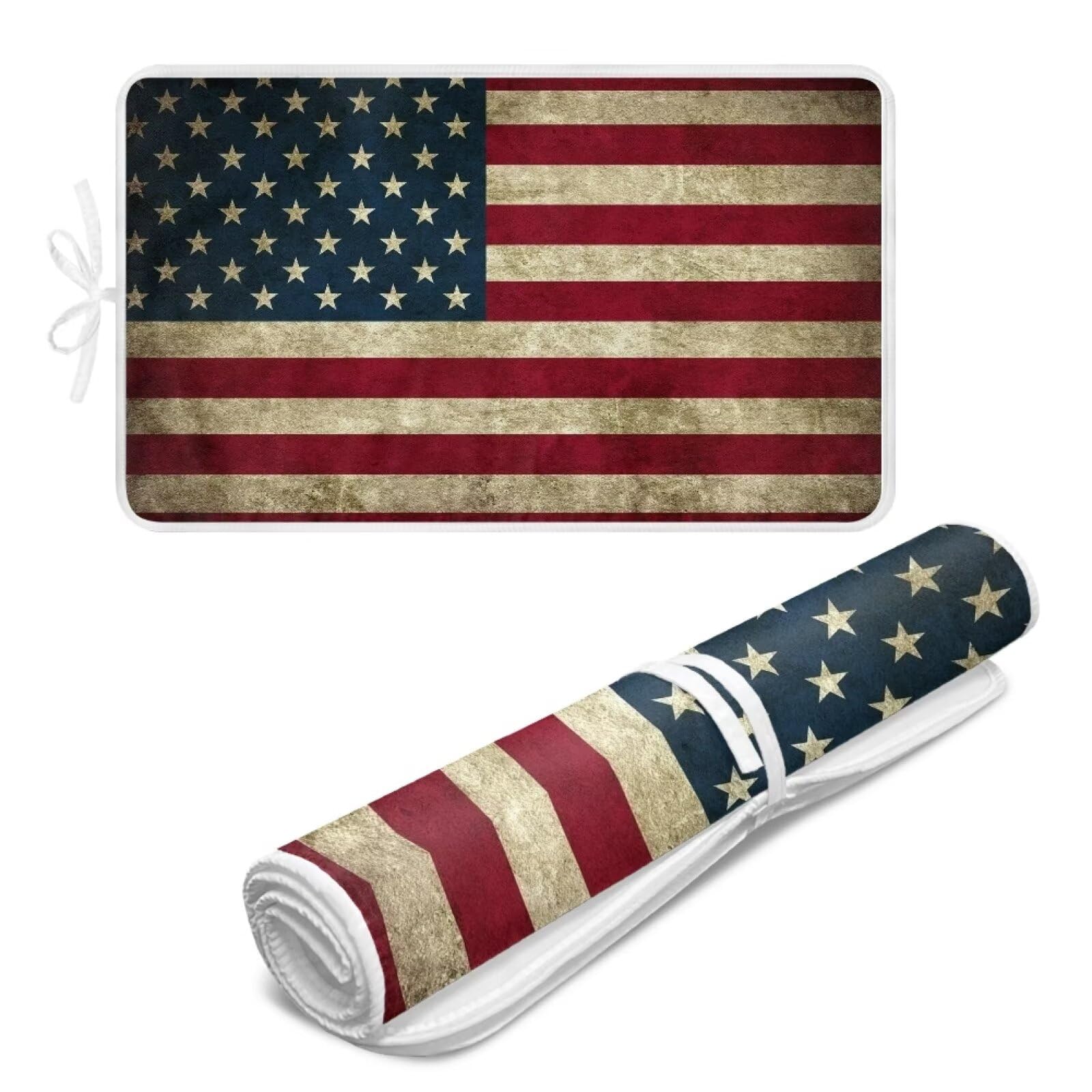American Flag Ironing Mat Thickened Ironing Blanket Portable Heat Resistant Ironing Pad for Washer