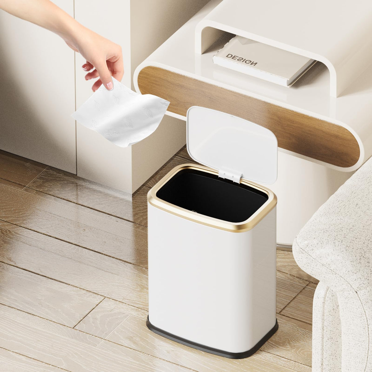 2.1 Gallon Bathroom Trash Can with Lid Press Top