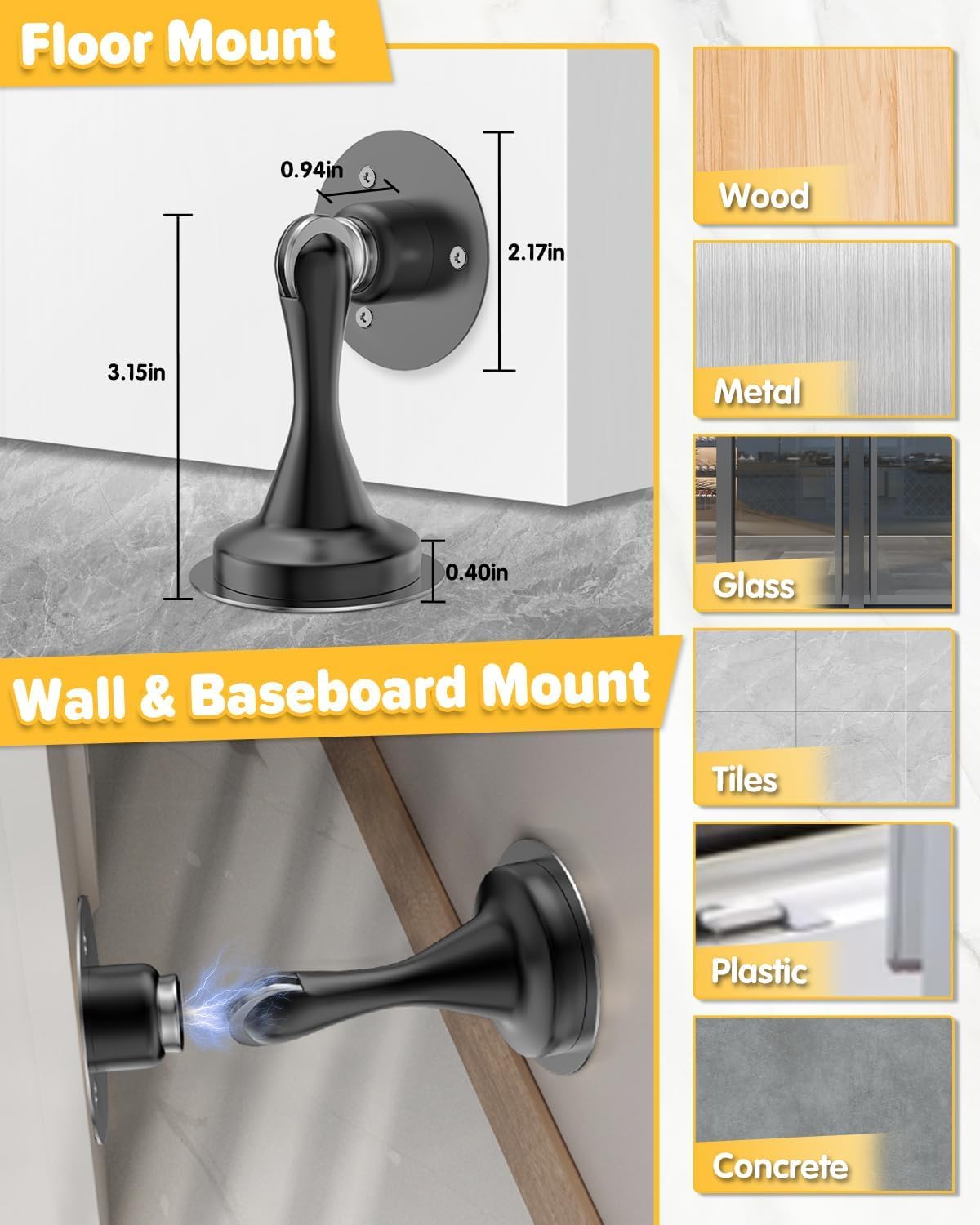 Magnetic Door Catch Door Stoppers Magnetic Door Stop Stainless Steel 6 Pack (6 Count)