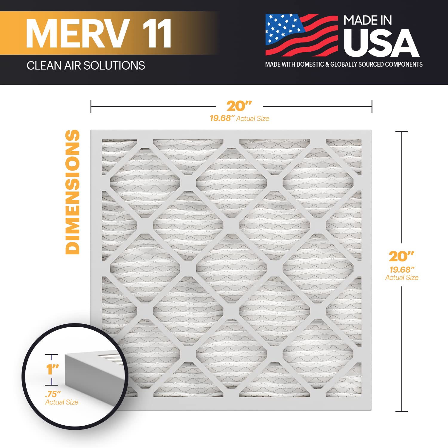 20x20x1 MERV 11 Air Filter 2 Pack (2 Count)