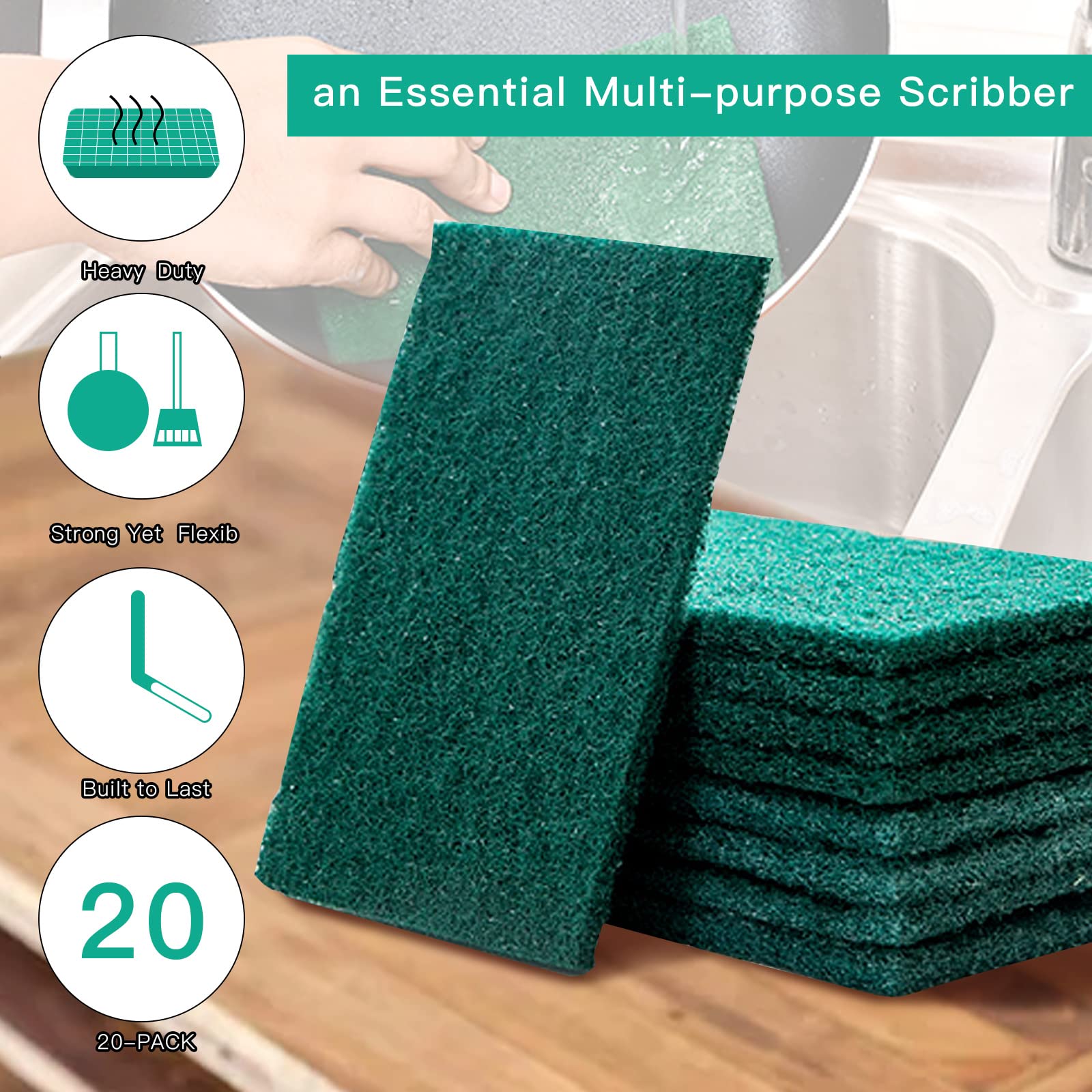 Heavy Duty Scour Pads Sponge Dish Scrubber Non (23 Count)