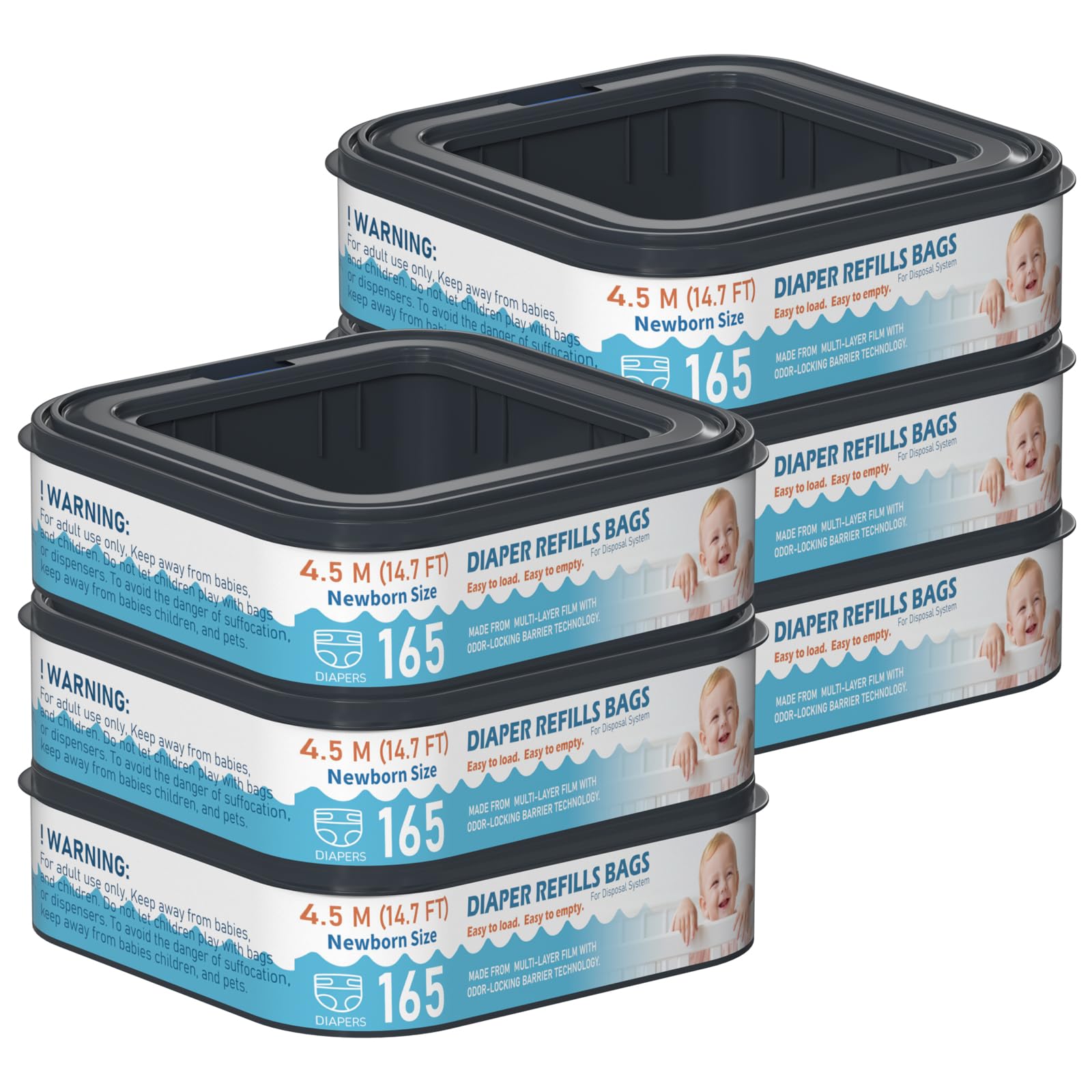Square Starter Refills Disposal Bags Refill Compatible with Diaper Genie Classic (3.99 Count)