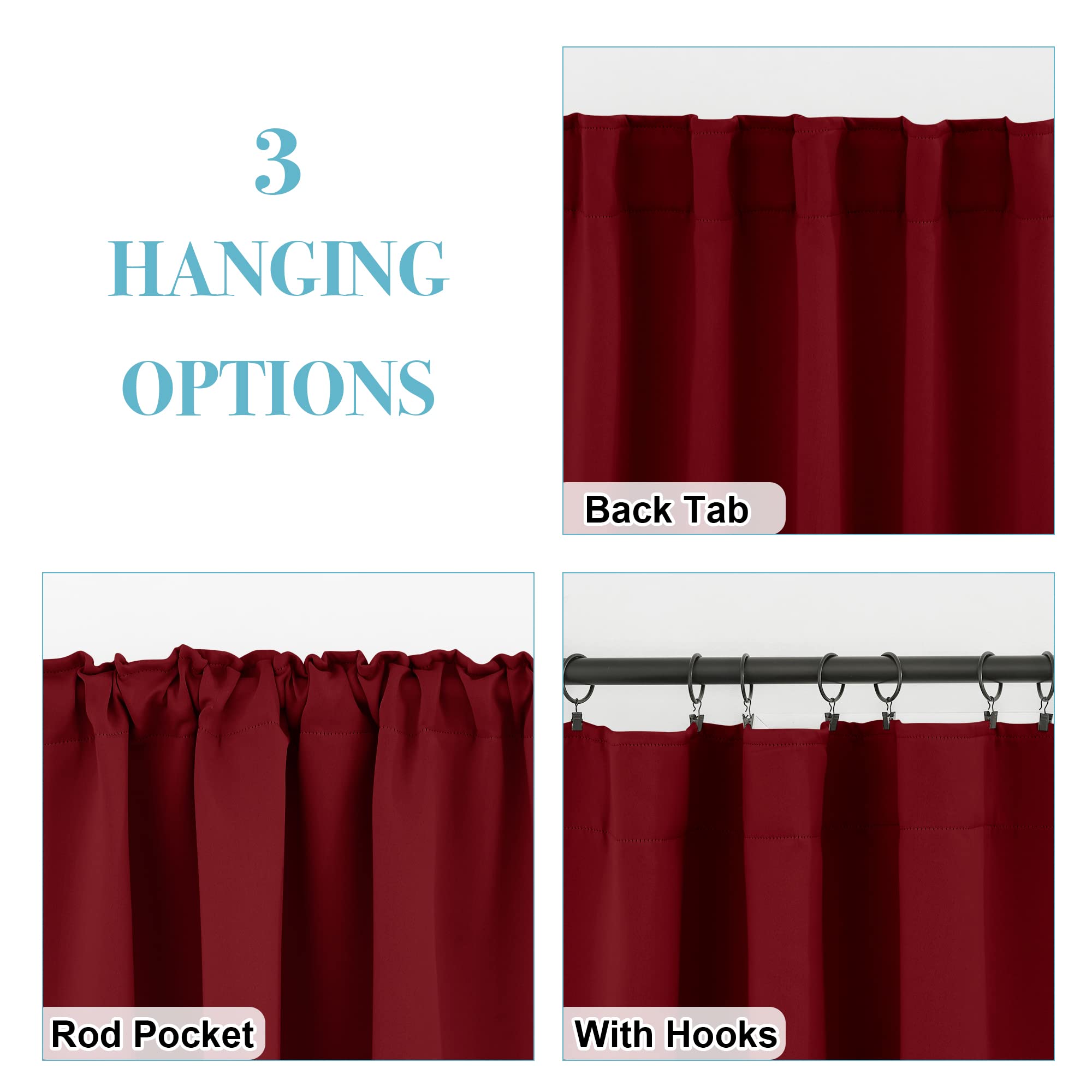 Blackout Curtains & Drapes for Bedroom 54 inches Long (2 Count)