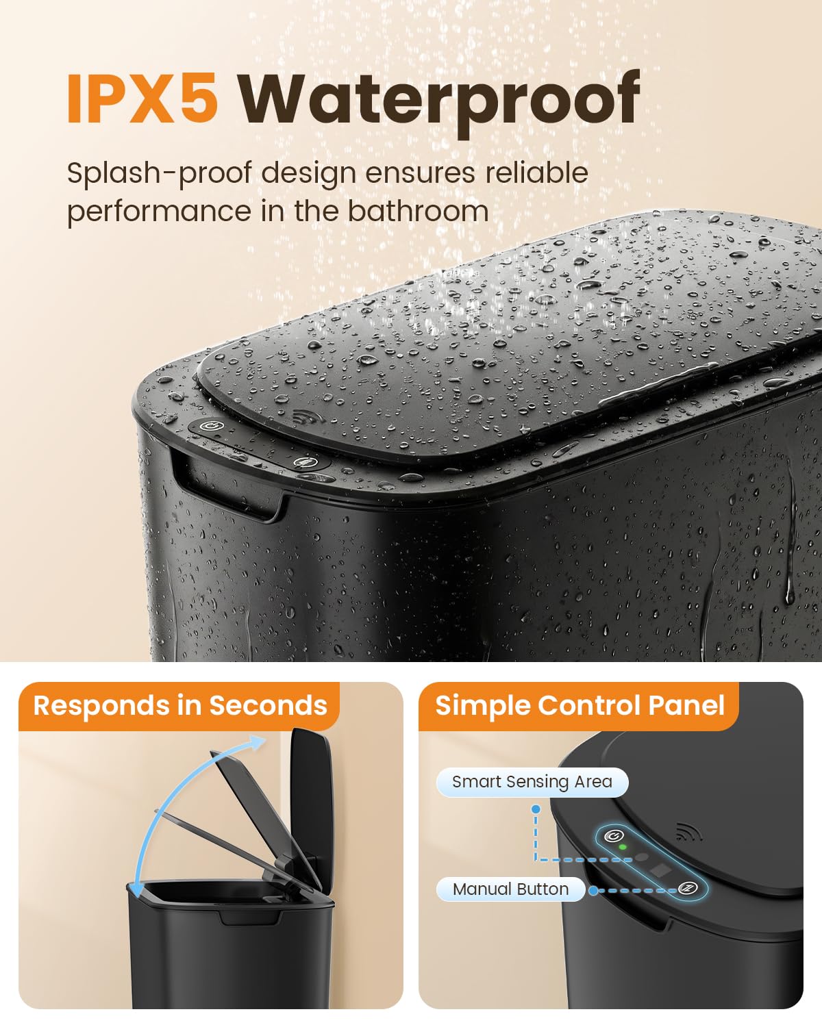 5 Gallon Automatic Bathroom Trash Can with Lid