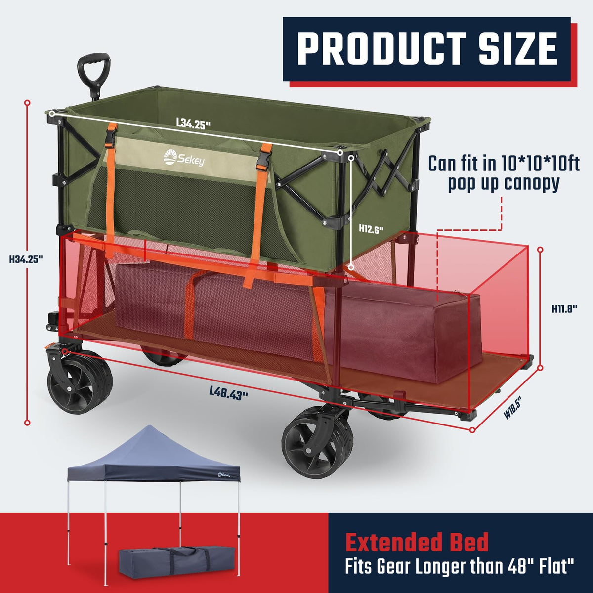 500LBS Heavy Duty Double Decker Wagon with Extender