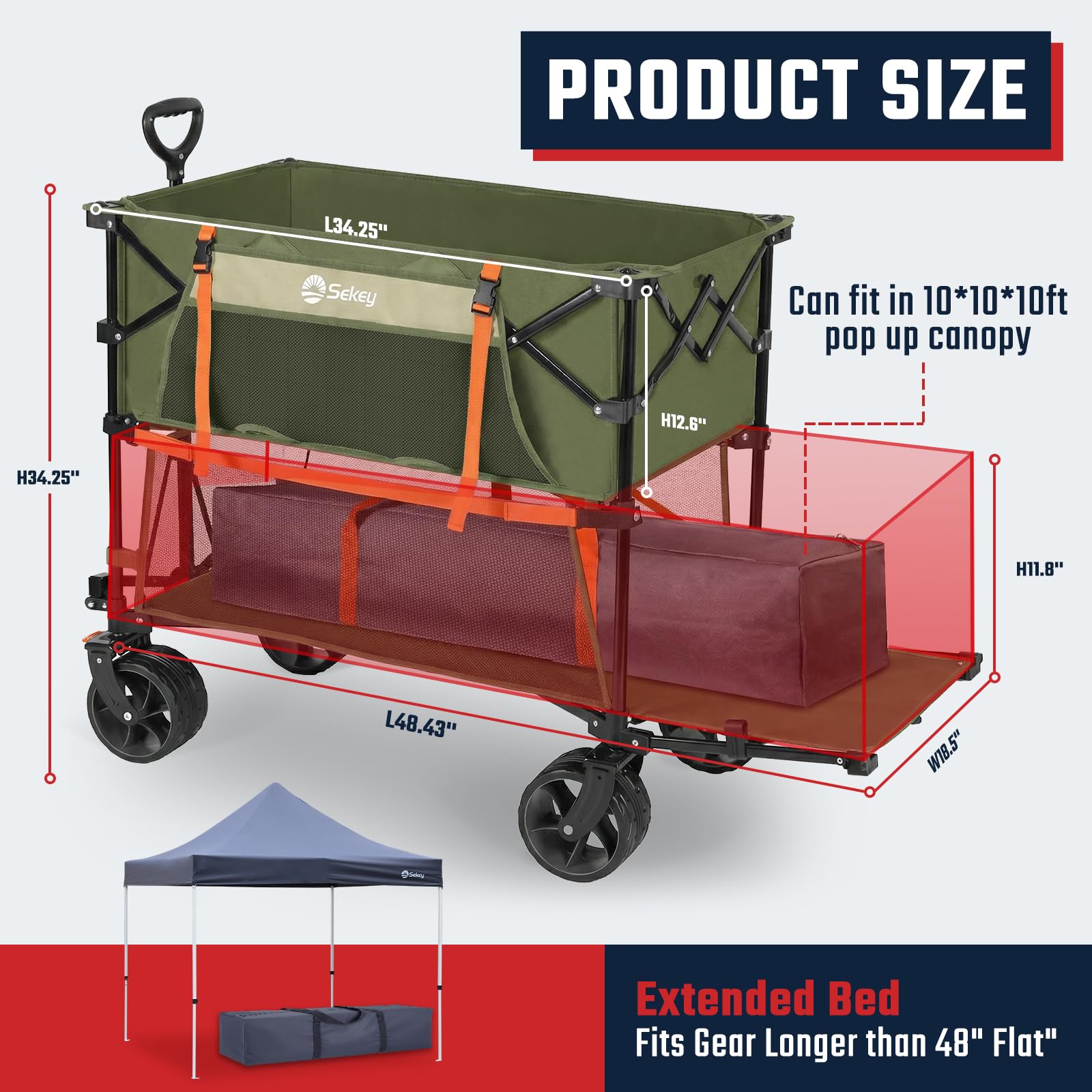 500LBS Heavy Duty Double Decker Wagon with Extender