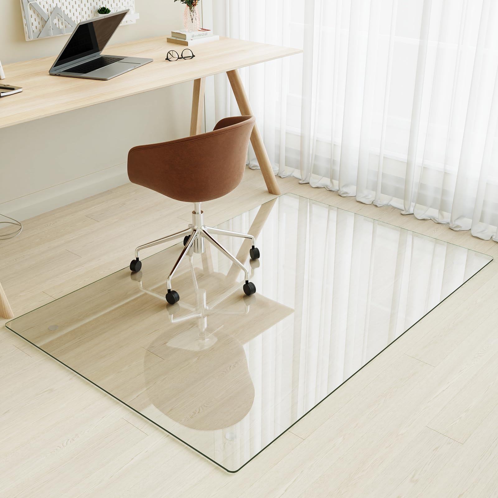 Tempered Glass] 32" x 54" Glass Office Chair Mat for Carpet