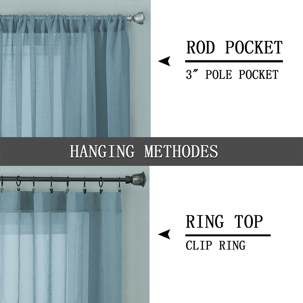 Short Sheer Curtains Linen Textured Bedroom Curtain Sheers Light Filtering Rod Pocket Voile Curtains for Living Room (2 Count)