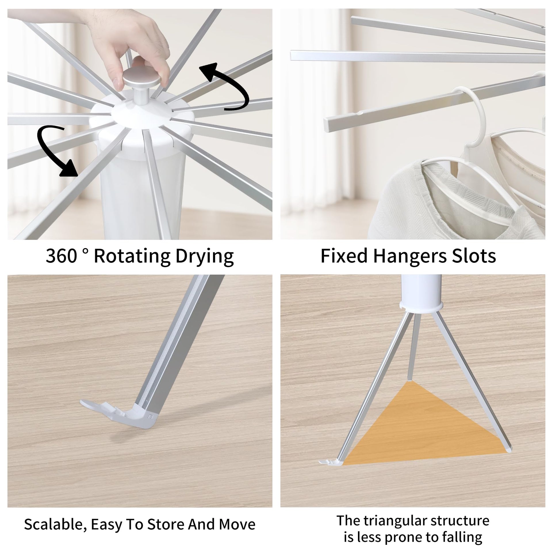 Foldable Clothes Drying Rack Tripod with Aluminum 12 Rods