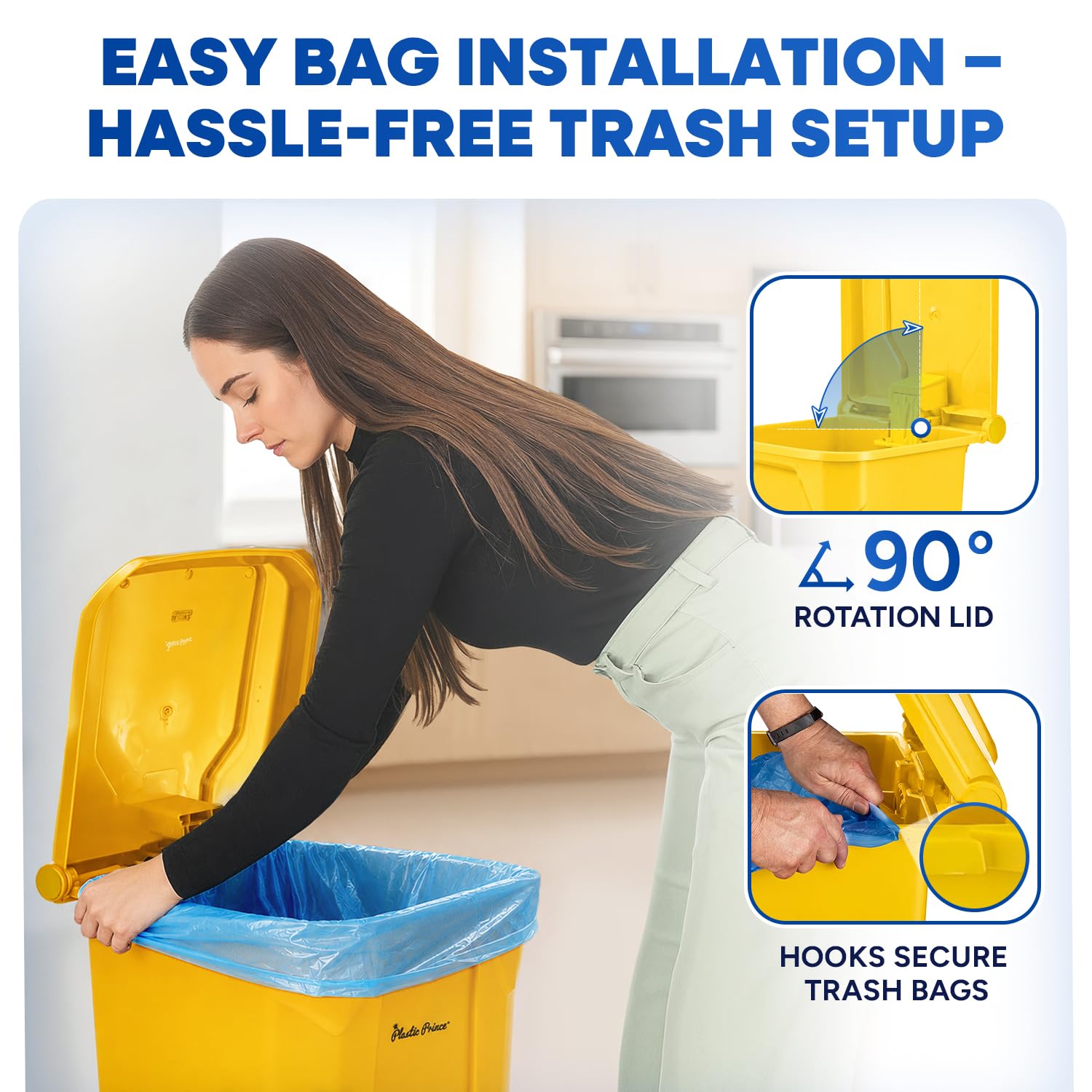 22 Gallon Kitchen Trash Can with Lid and Foot Pedal