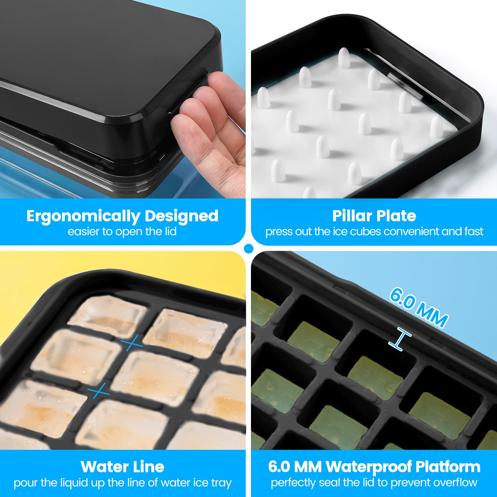 Ice Cube Tray with Lid and Bin