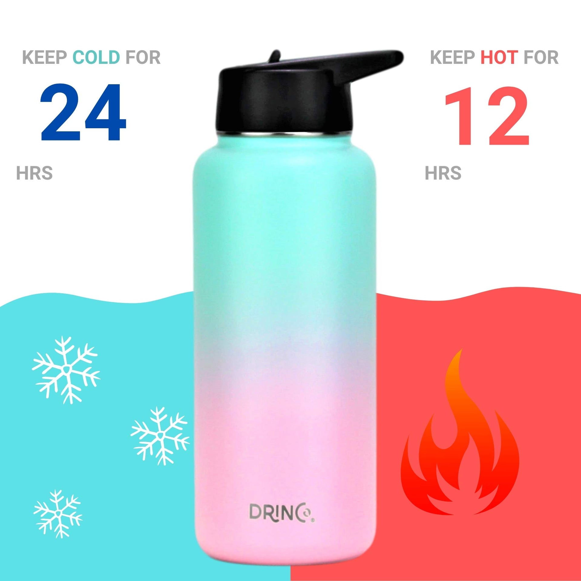 Stainless Steel Water Bottle Spout Lid Vacuum Insulated Double Wall Water Bottle Wide Mouth