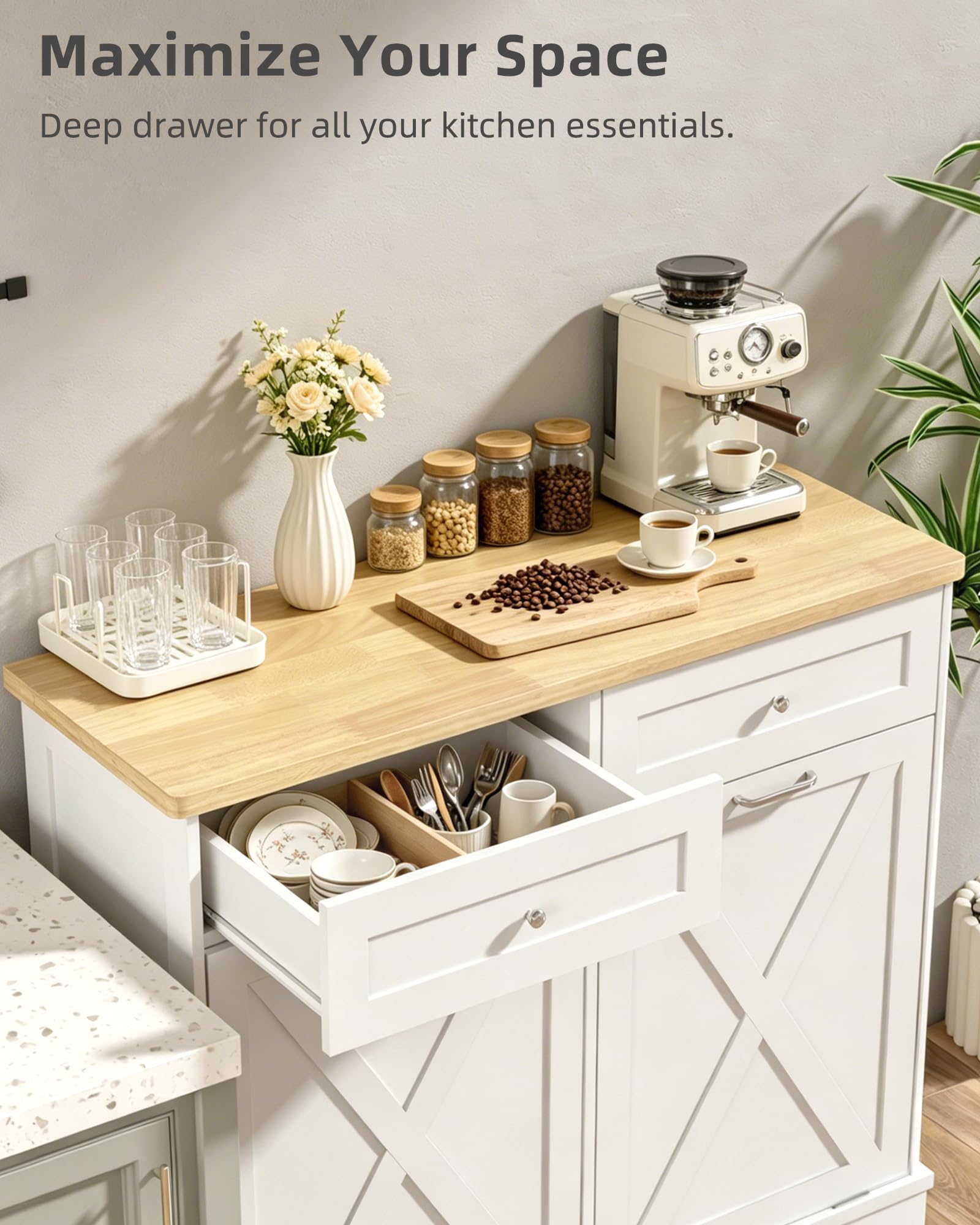 2x10 Gallon Tilt Out Trash Cabinet with Hideaway Drawers