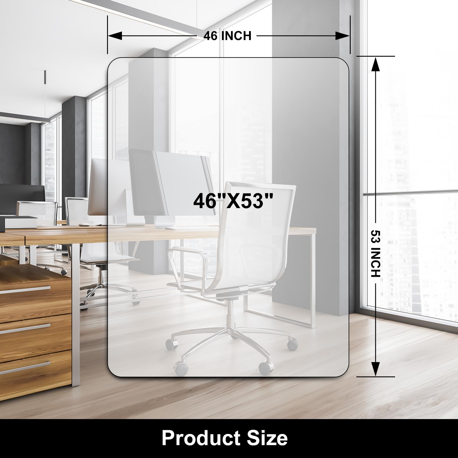 Clear Chair mat for Hardwood Floor 46 x 53 inches