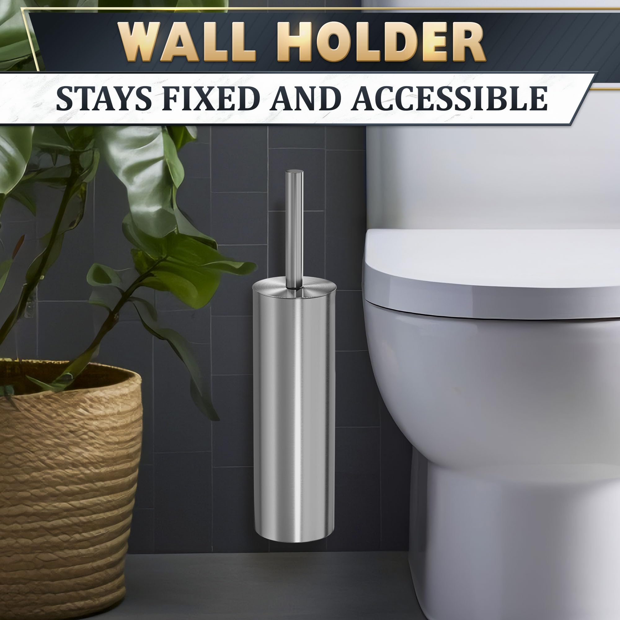 Wall Mounted Toilet Brush and Holder Set