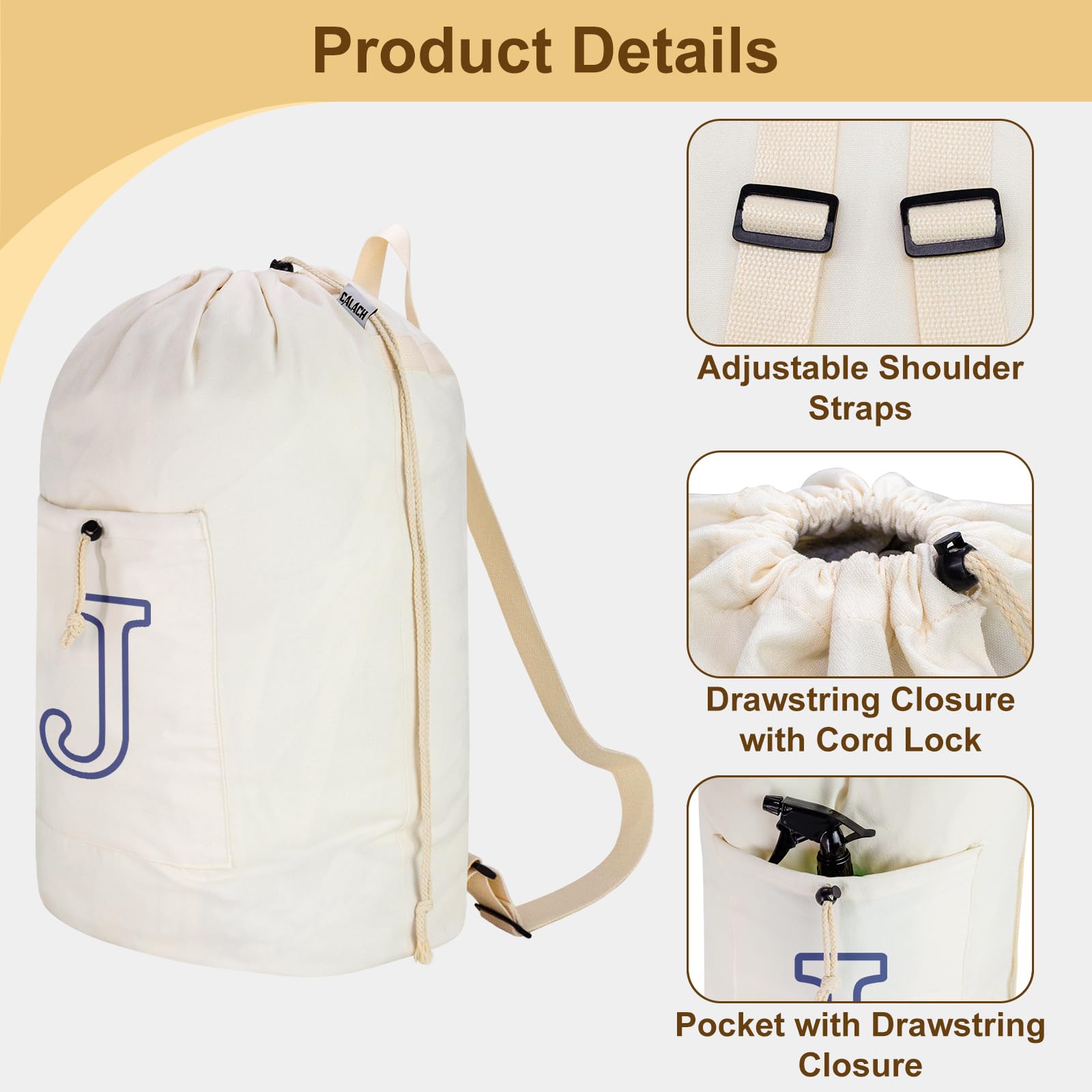 Laundry Bag Backpack Personalized Initial Canvas Laundry Bag